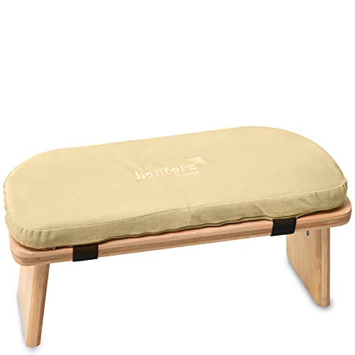 banters Meditationsbank aus Bambus Holz – faltbarer Meditationshocker mit Kissen, Sandfarben
