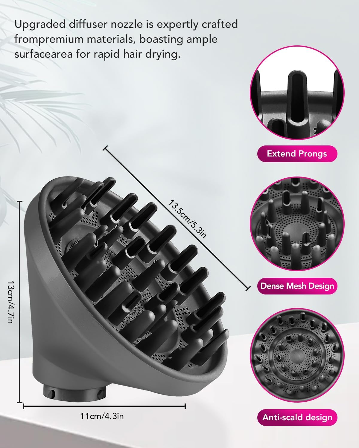 Detalle de Diffusor-Aufsatz für Dyson Airwrap – Kompatibel mit HS01/HS05/HS08, verstärkt natürliche Wellen und Locken (Grau)