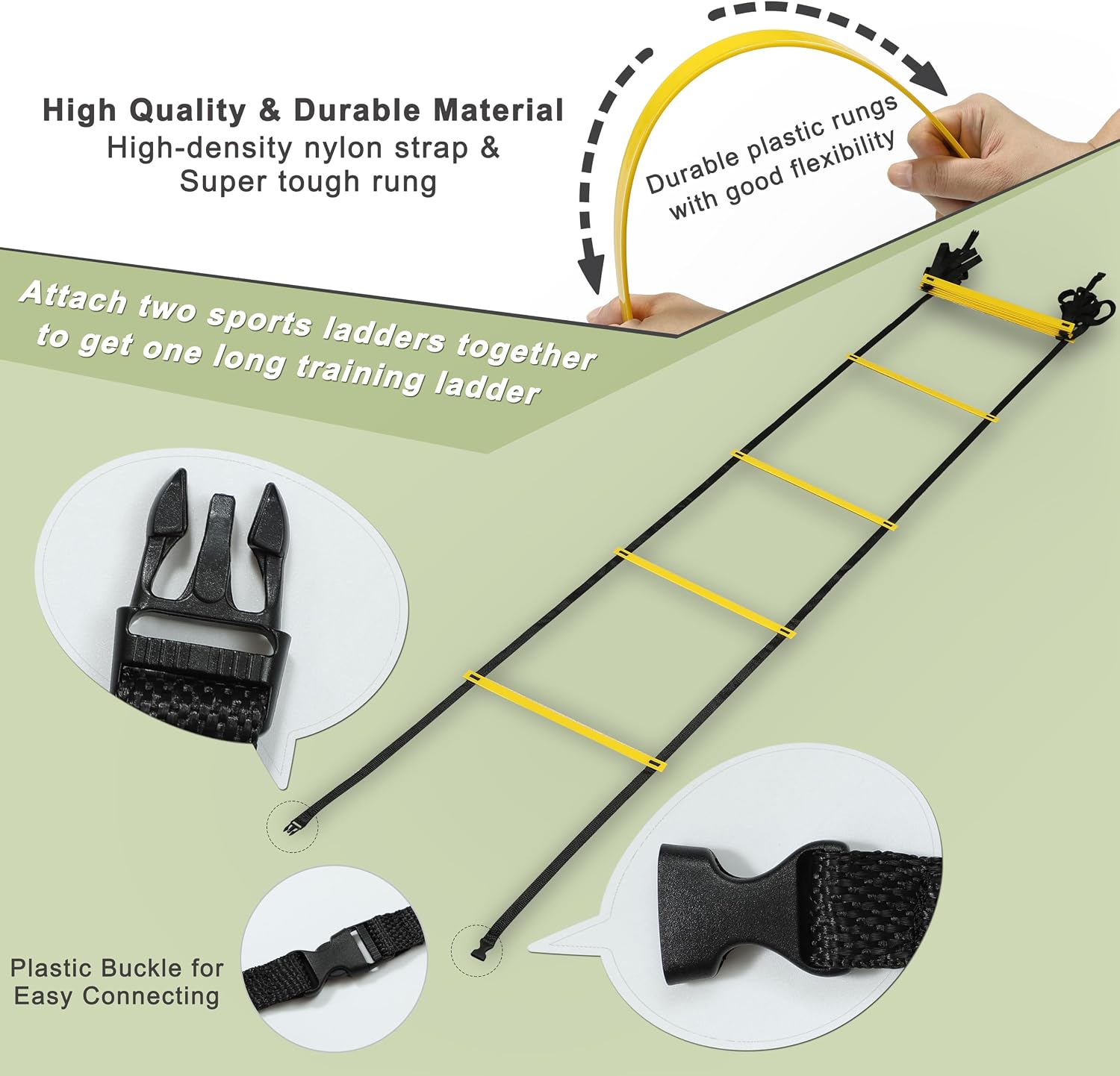 Detalle de NKJIH CWX-XLT 20ft Adjustable Agility Ladder with Carry Bag