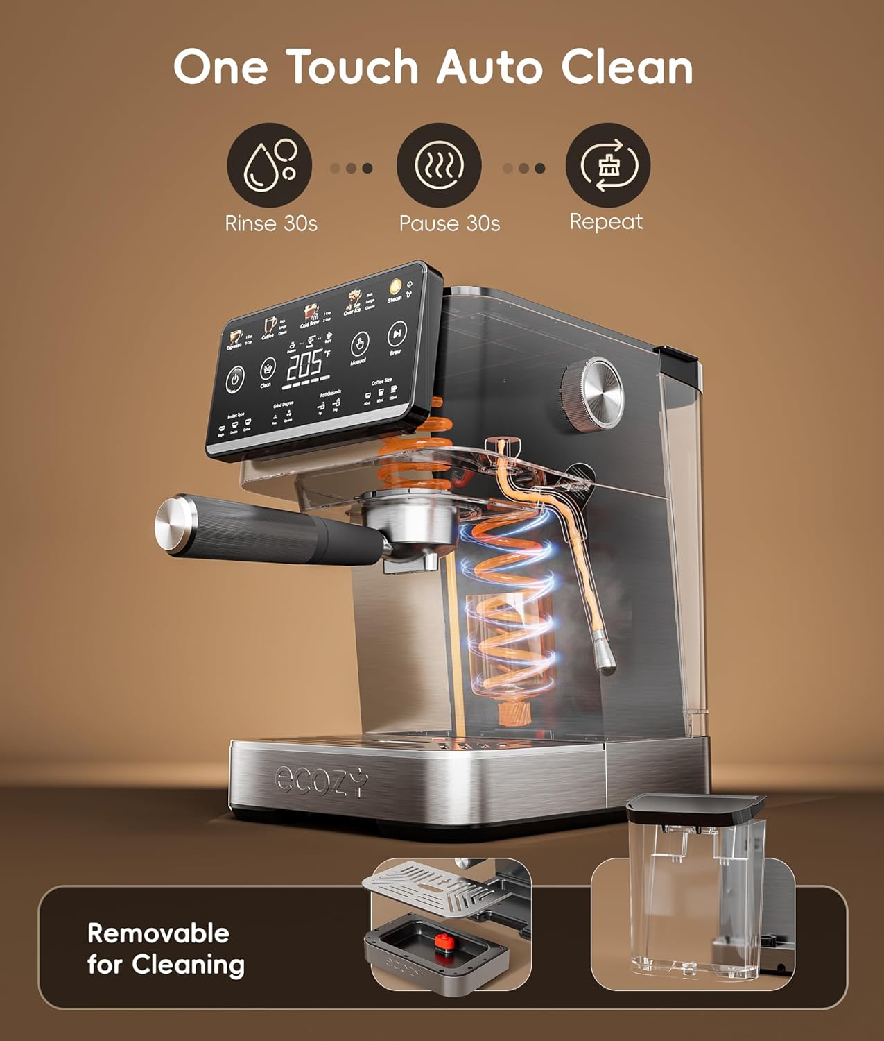 Thumbnail 6 de ecozy 4-in-1 Espresso Machine and Coffee Maker with Milk Frother and Interactive Touch Screen