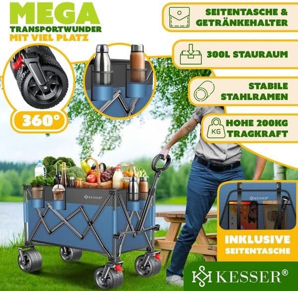 Thumbnail 1 de KESSER® Carro de Mano GTR9000🛻 200kg, Plegable, Ruedas 360°
