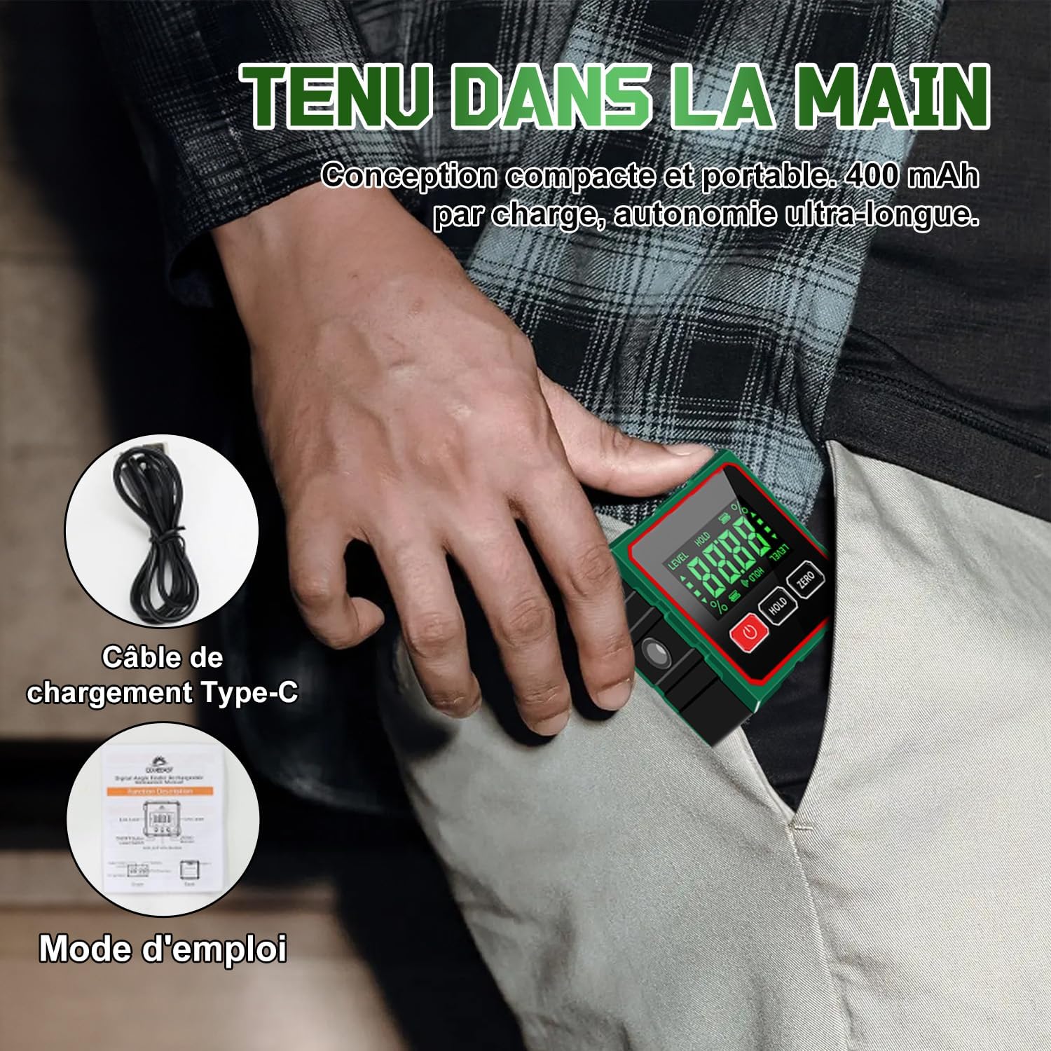 Detalle de Diseleri Niveau Electronique: Inclinomètre Numérique 360° avec Laser et LCD Étanche