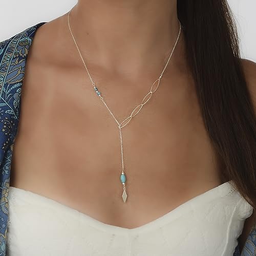 Thumbnail 3 de Annika Bella Silver Turquoise Beaded Y Necklace for Women