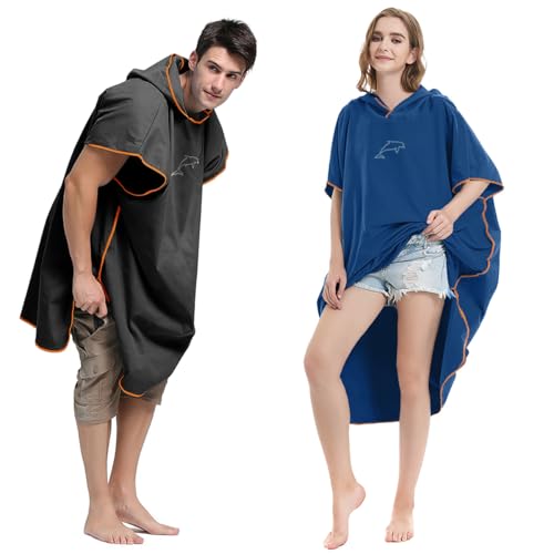 Thumbnail 7 de flintronic Handtuch Poncho 110 × 80 cm – Mikrofaser Surf Poncho mit Kapuze