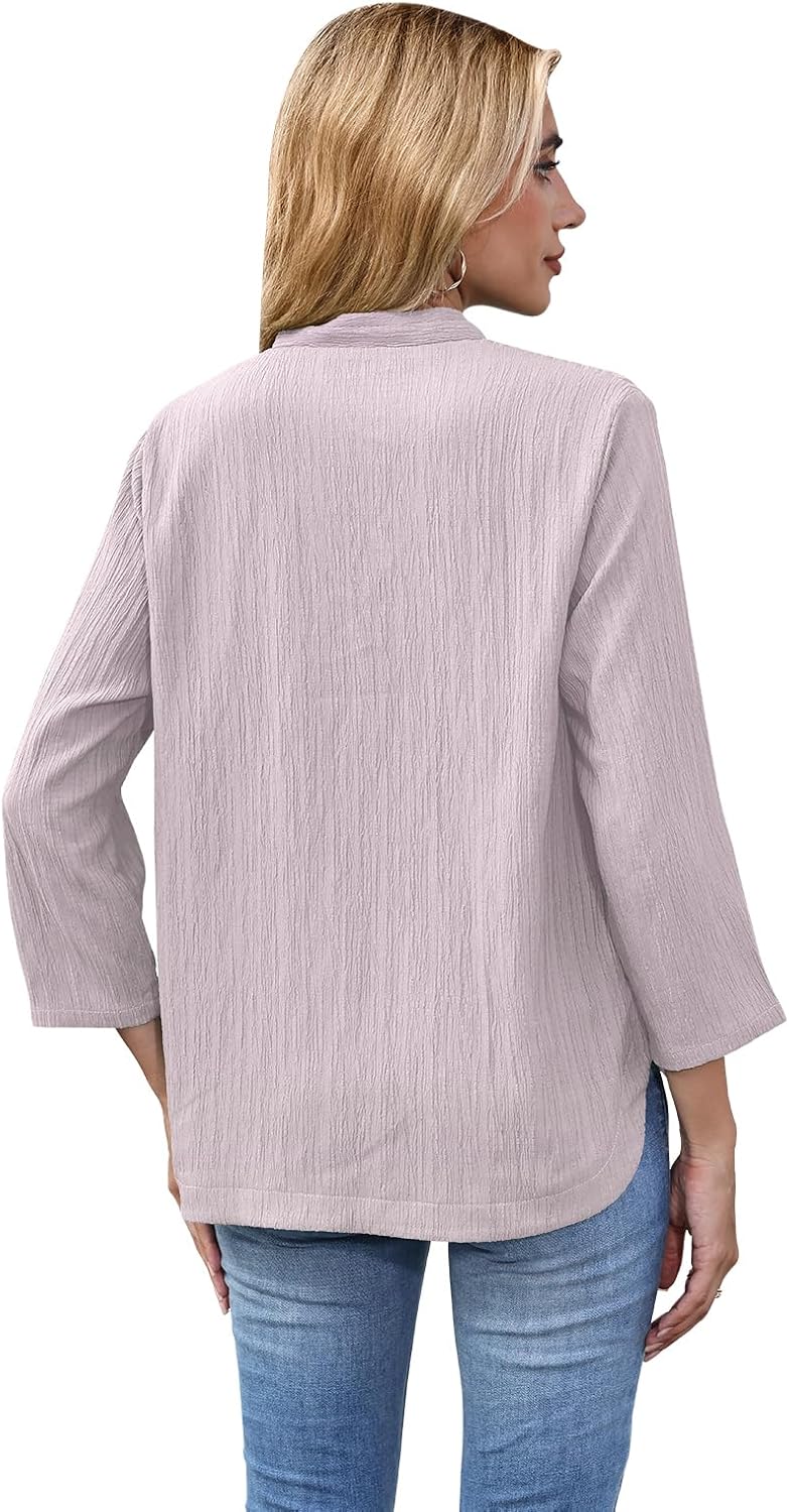 Thumbnail 4 de Damen 3/4-Arm Bluse/V-Ausschnitt Tunika – Sommer Elegant für Business Casual & Freizeit
