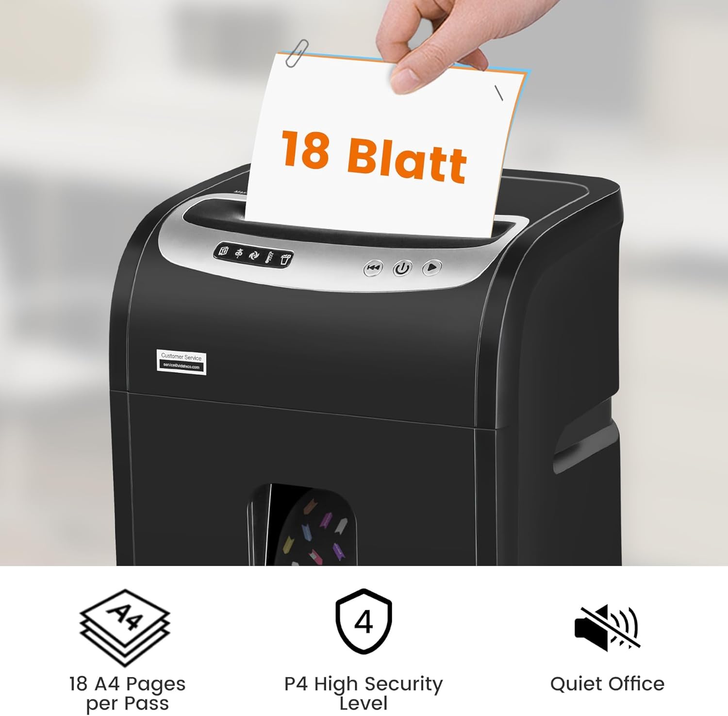 Thumbnail 1 de VidaTeco Mirco-Cut 18‑sheet shredder P‑4 🗑️