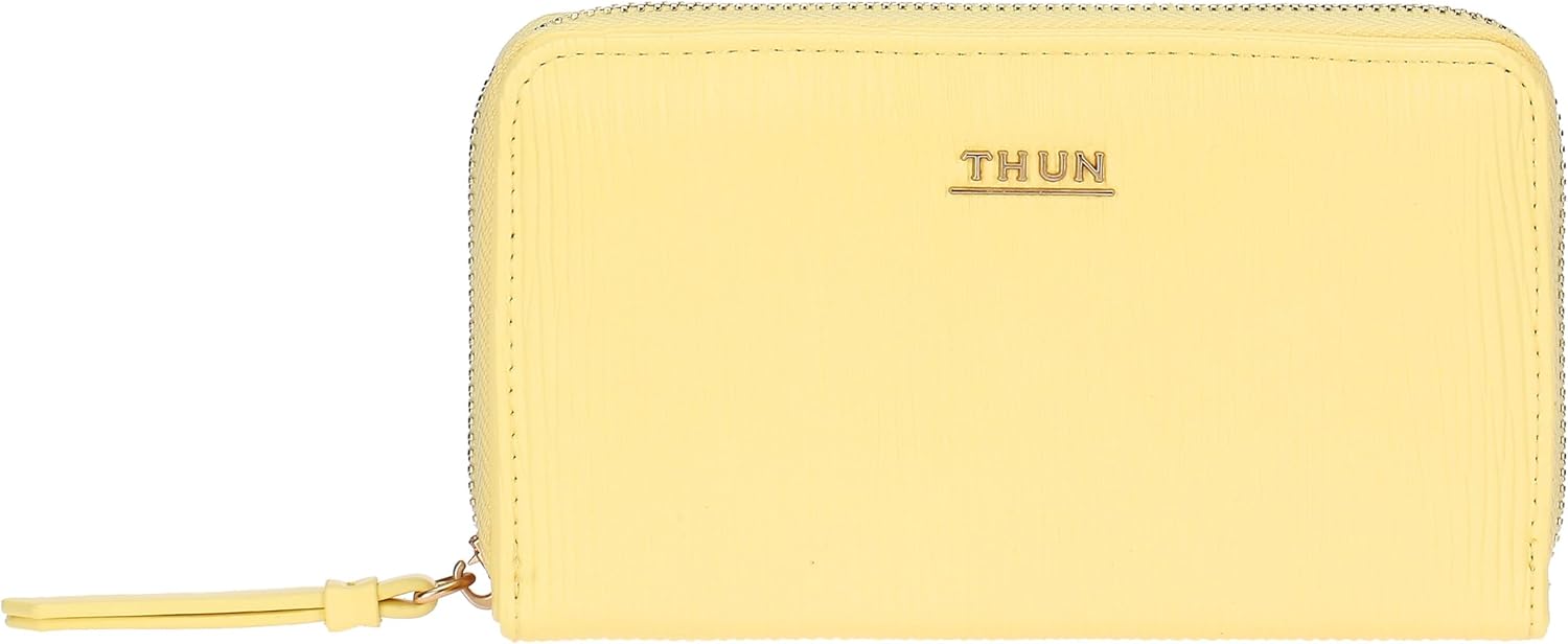 Detalle de THUN Portafoglio medio giallo – ecopelle, Collezione Sempre con Me (16,3 x 3 x 10 cm)