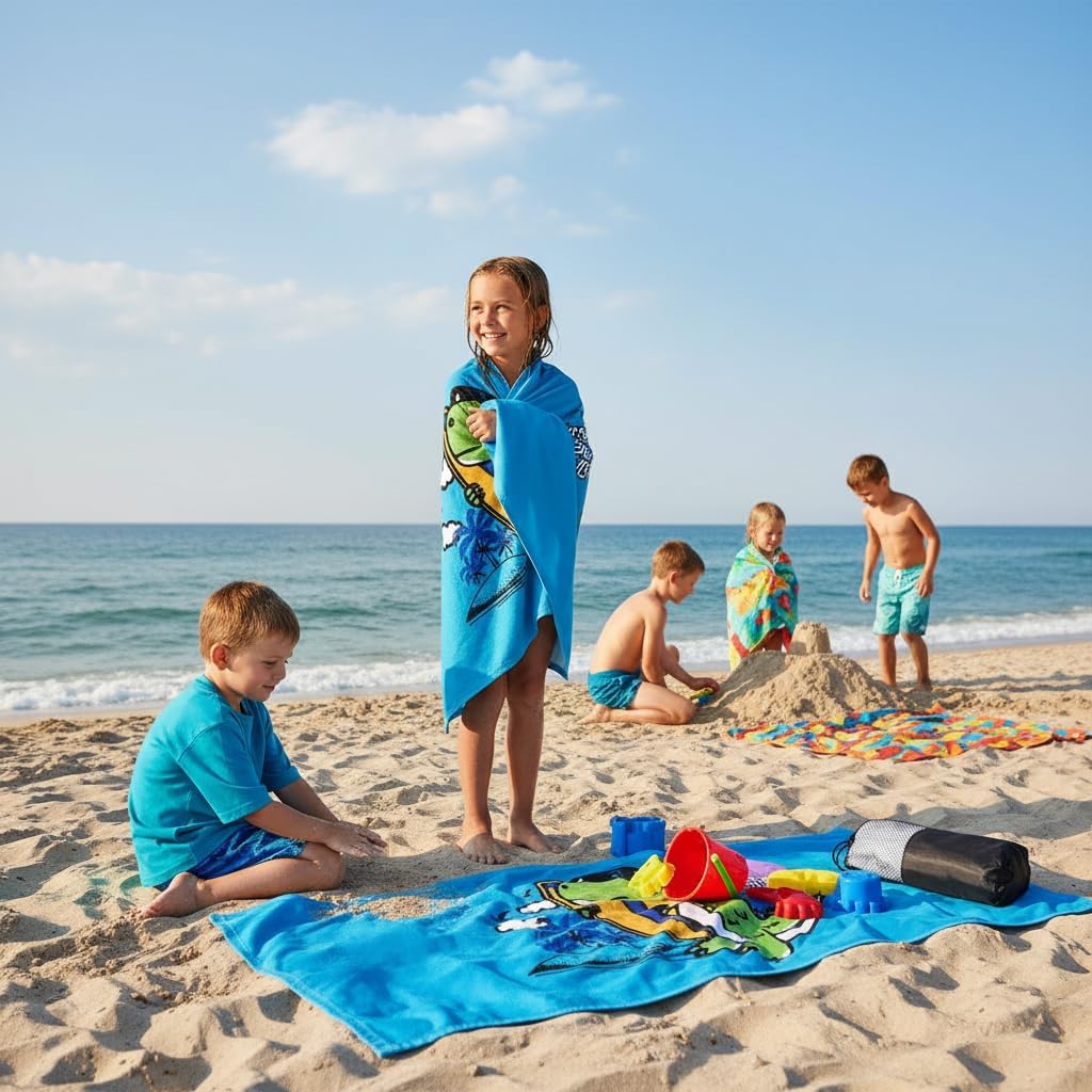Detalle 2 de DJDEA Serviette de Plage Adulte 90x180 cm en Microfibre – Imprimé Fruits