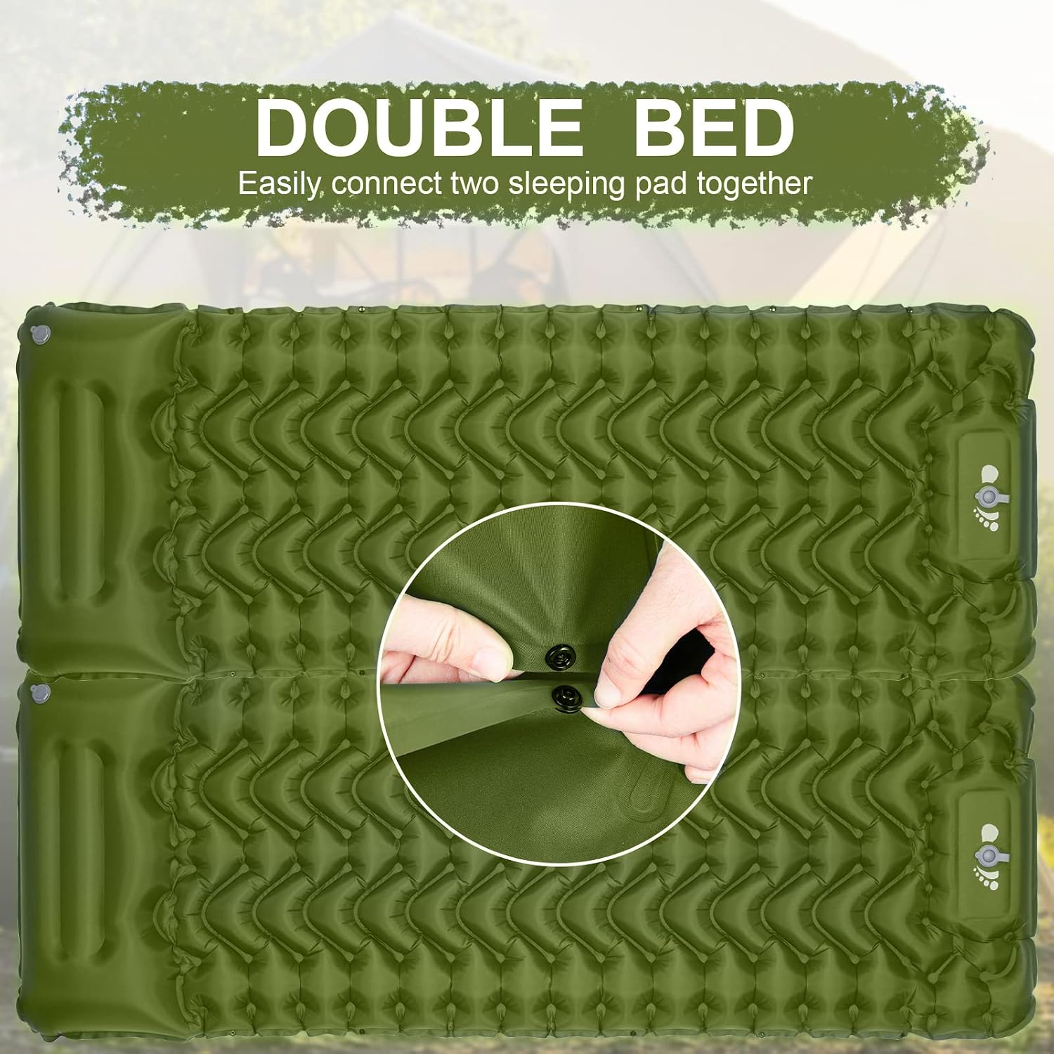 Thumbnail 1 de MOXILS DM-SLP02 Inflatable Sleeping Pad with Built-In Foot Pump, Green