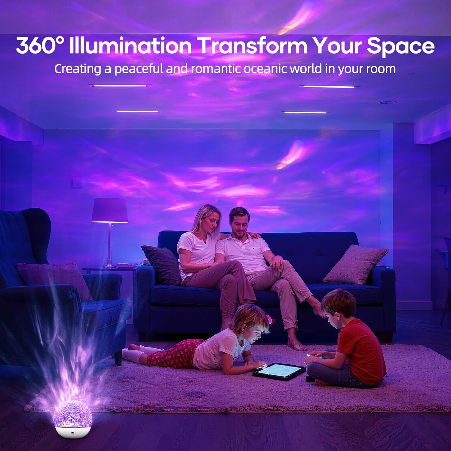 Detalle de Fokky Galaxy Projector Night Light with Remote Control – 16 Ocean Wave Colours