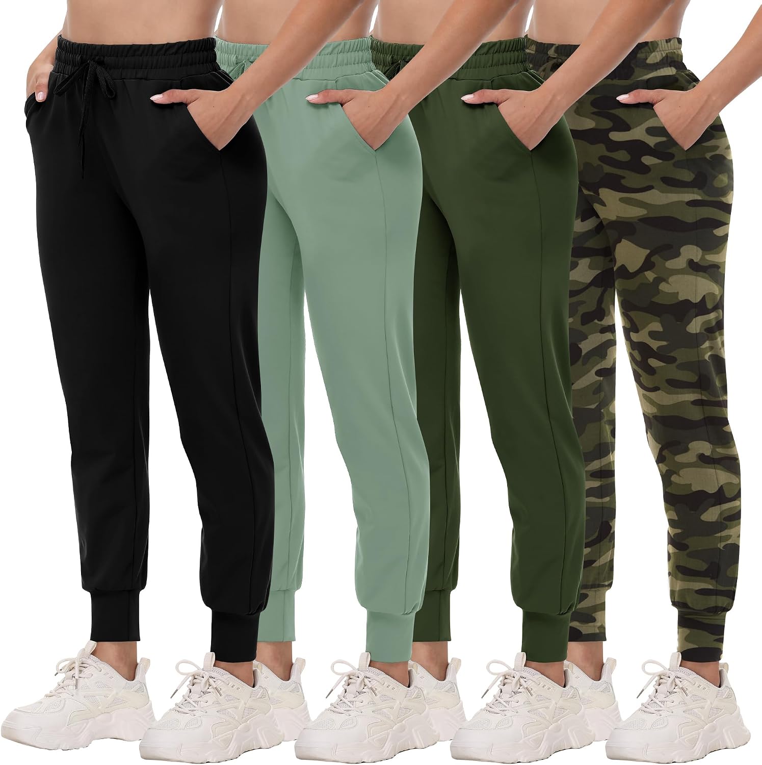 Detalle de 4 Pack Joggers for Women - Lightweight Ultra-Soft Sweatpants with Pockets