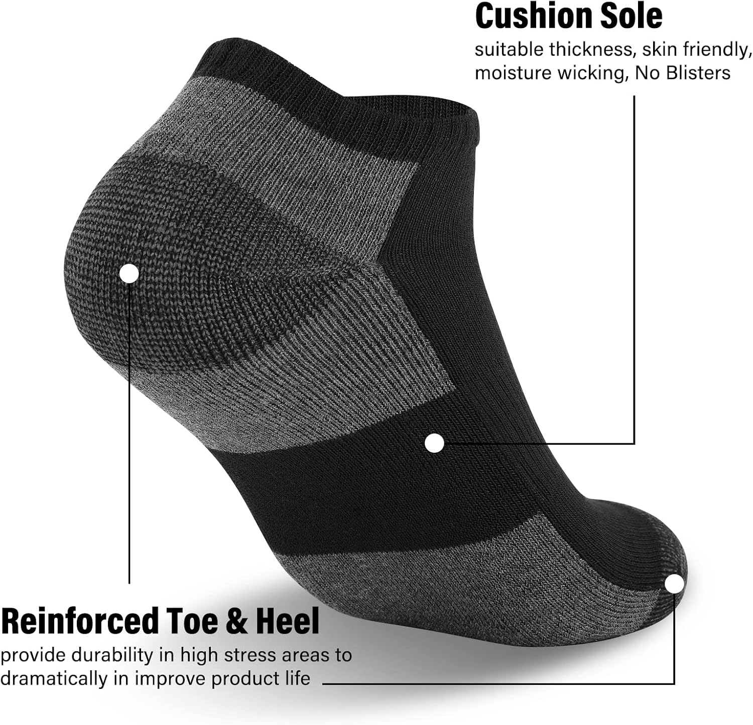 Thumbnail 5 de COOPLUS 12 Pack Cushioned Ankle Socks (Shoe 6-11)