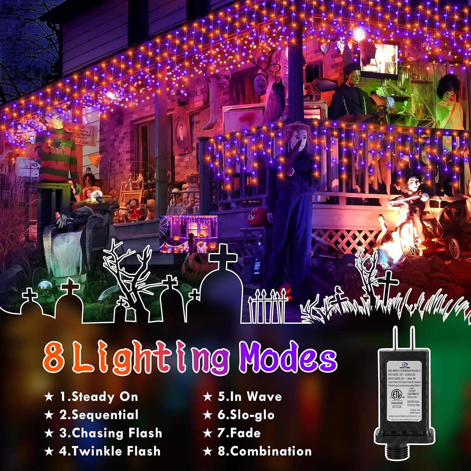 Detalle de KNONEW Halloween String Lights, 33 ft