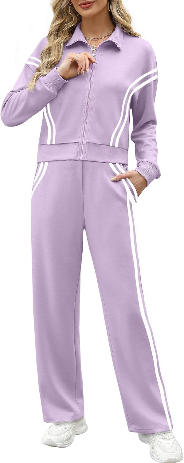 Detalle 1 de XIEERDUO Women's Lounge Set with Full-Zip Sweatshirt and Wide-Leg Pants
