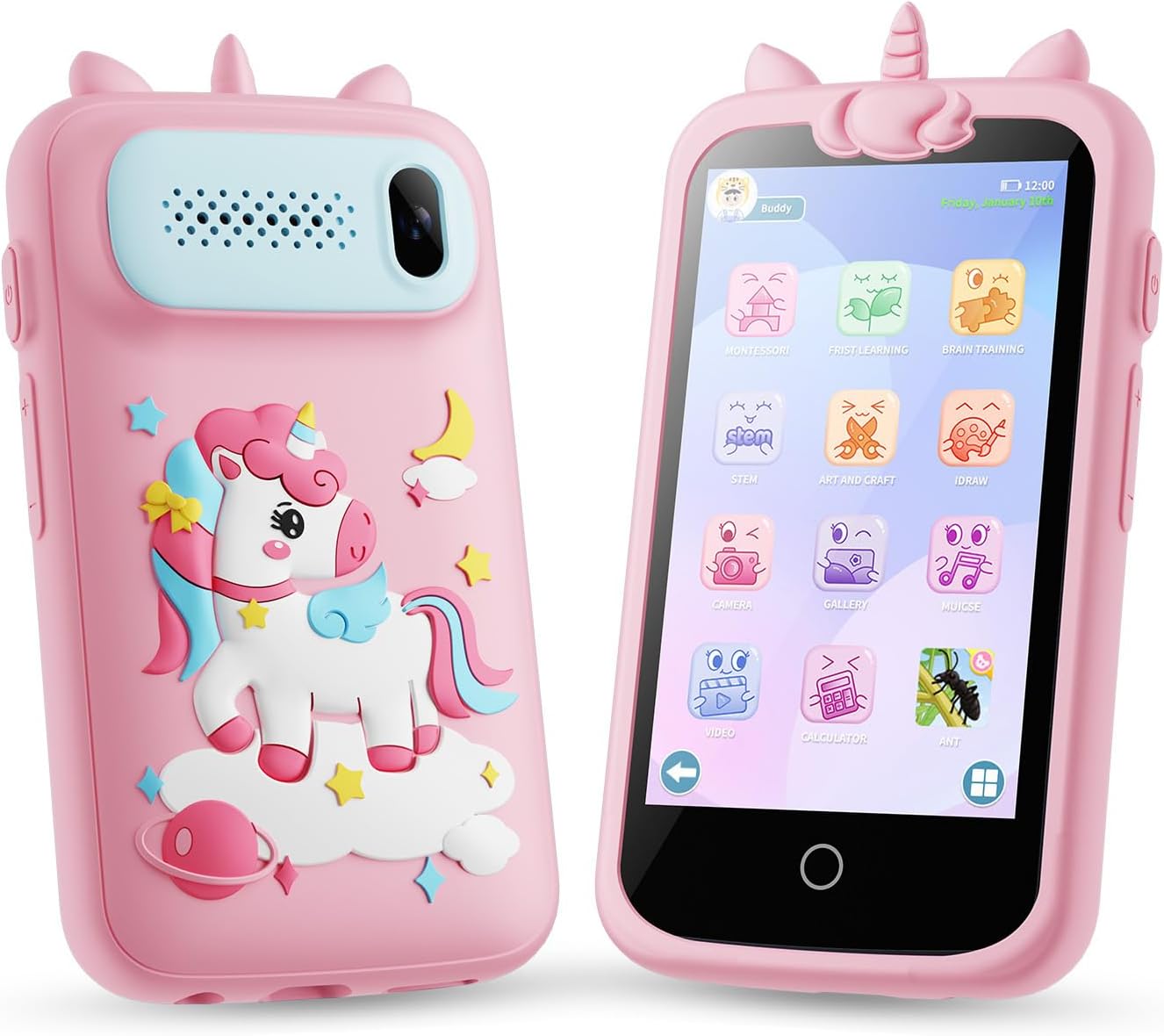 Detalle de Kids Smart Phone for Girls Toys, 3.97" Touchscreen, 8GB Card, Pink (E teacher) – A Learning Toy for Ages 3–12