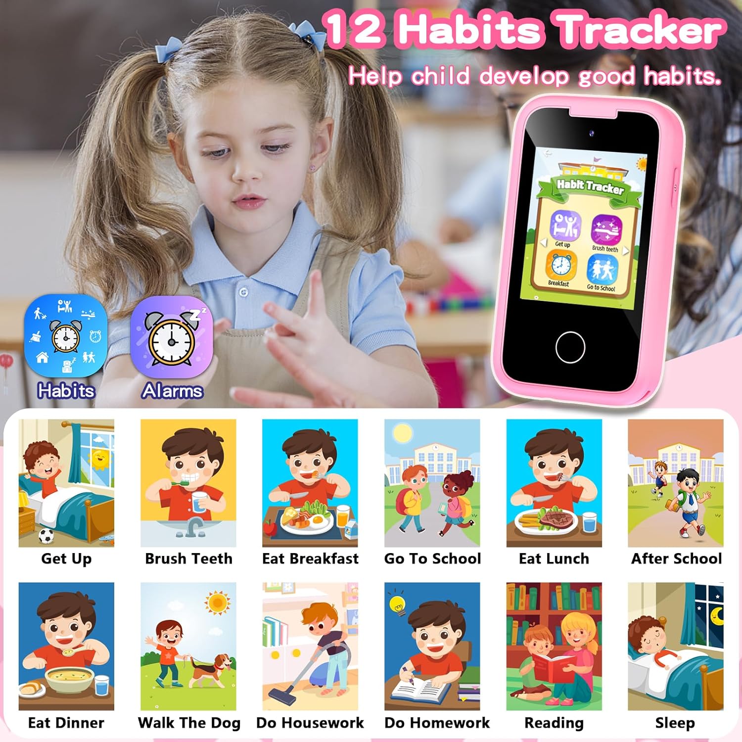 Thumbnail 5 de Kids Smart Phone Toys for Girls: 2.8" Touchscreen Learning Phone with Dual Camera & Music – 8G