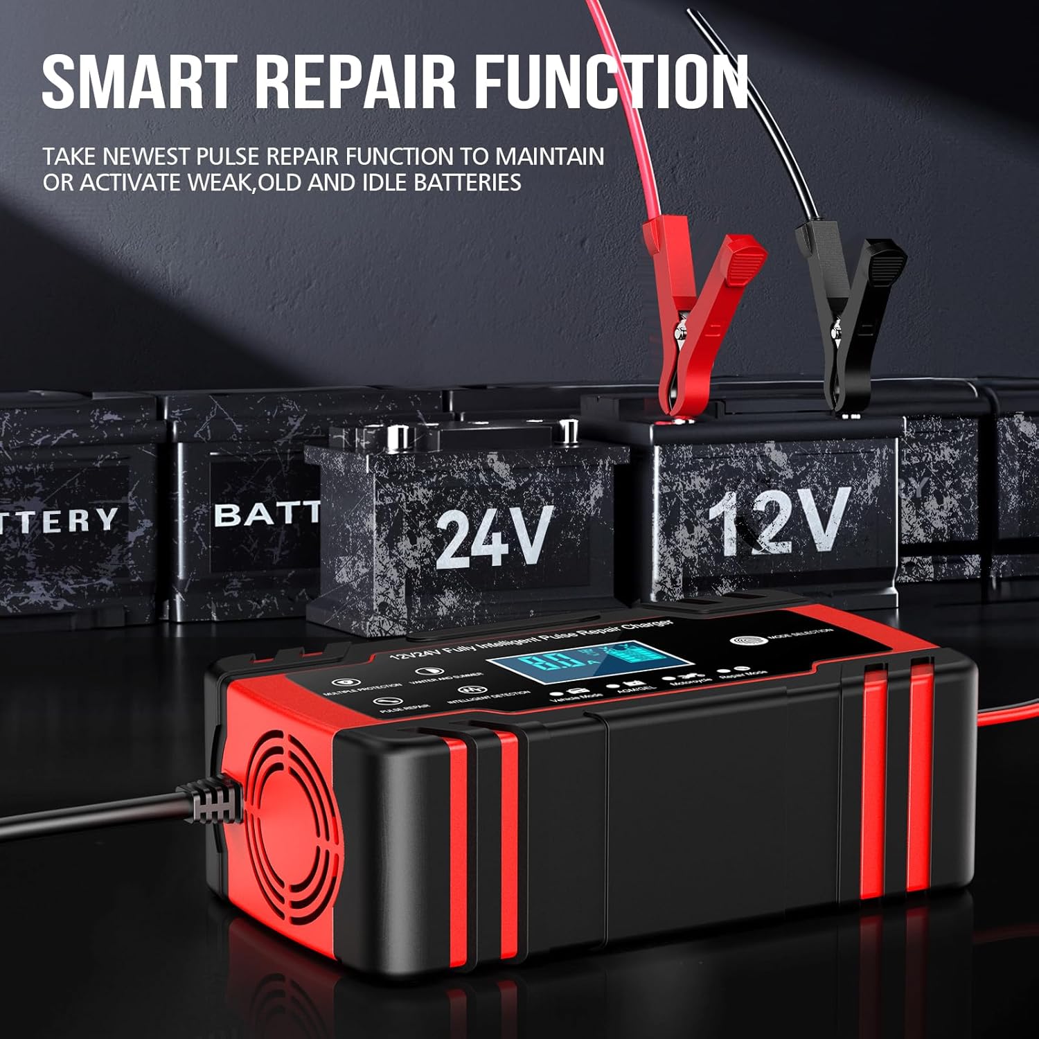Thumbnail 3 de Caricabatterie Auto 12V/24V 8A con Protezioni Multiple e Mantenitore Intelligente con Display LED