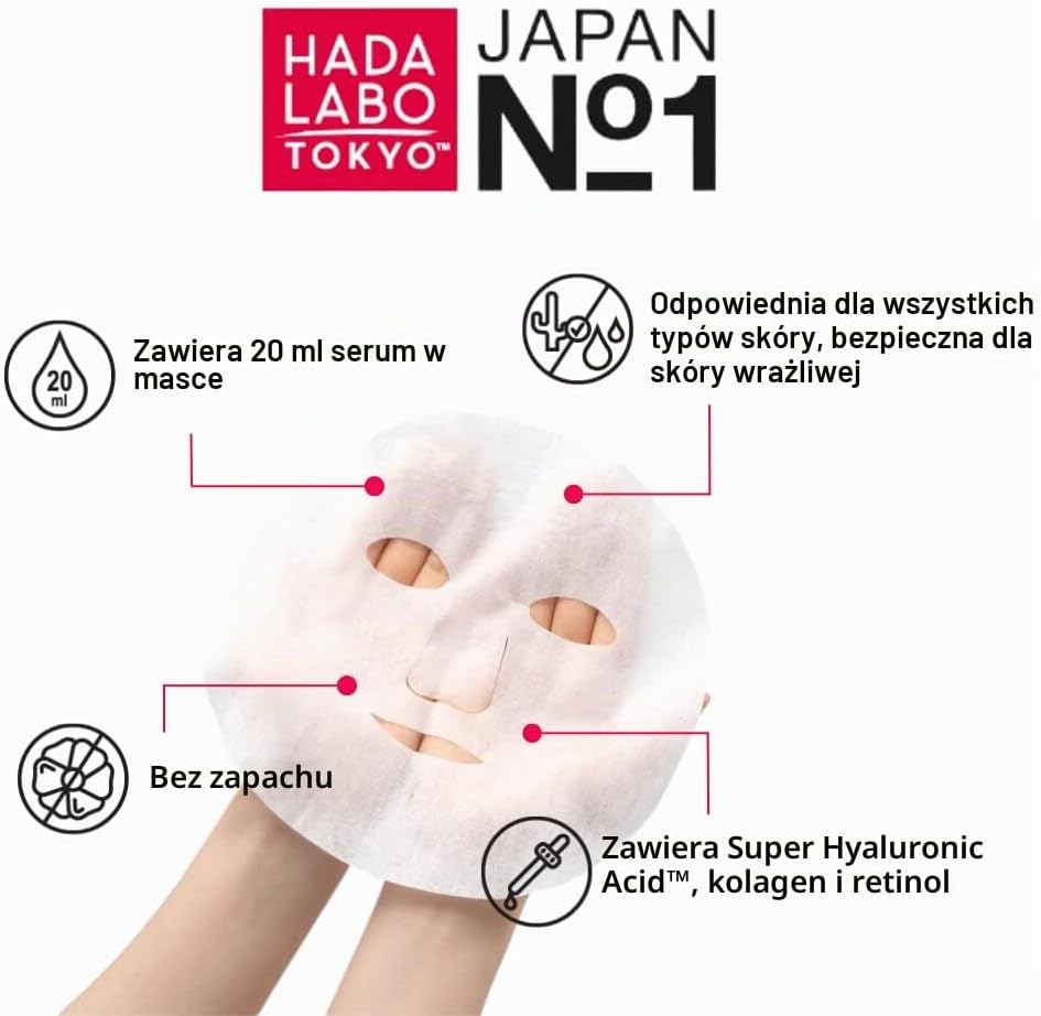 Detalle de Hada Labo Tokyo Red – maska w płachcie z kwasem hialuronowym, kolagenem i retinolem