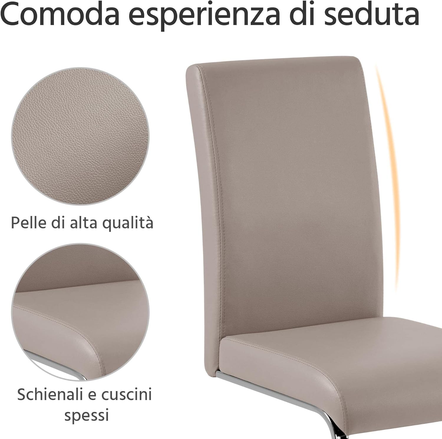 Thumbnail 6 de Yaheetech Set 2 Sedie Sala da Pranzo Imbottite con Seduta 10 cm, Schienale Alto e Gambe a U in Metallo — Marrone Chiaro