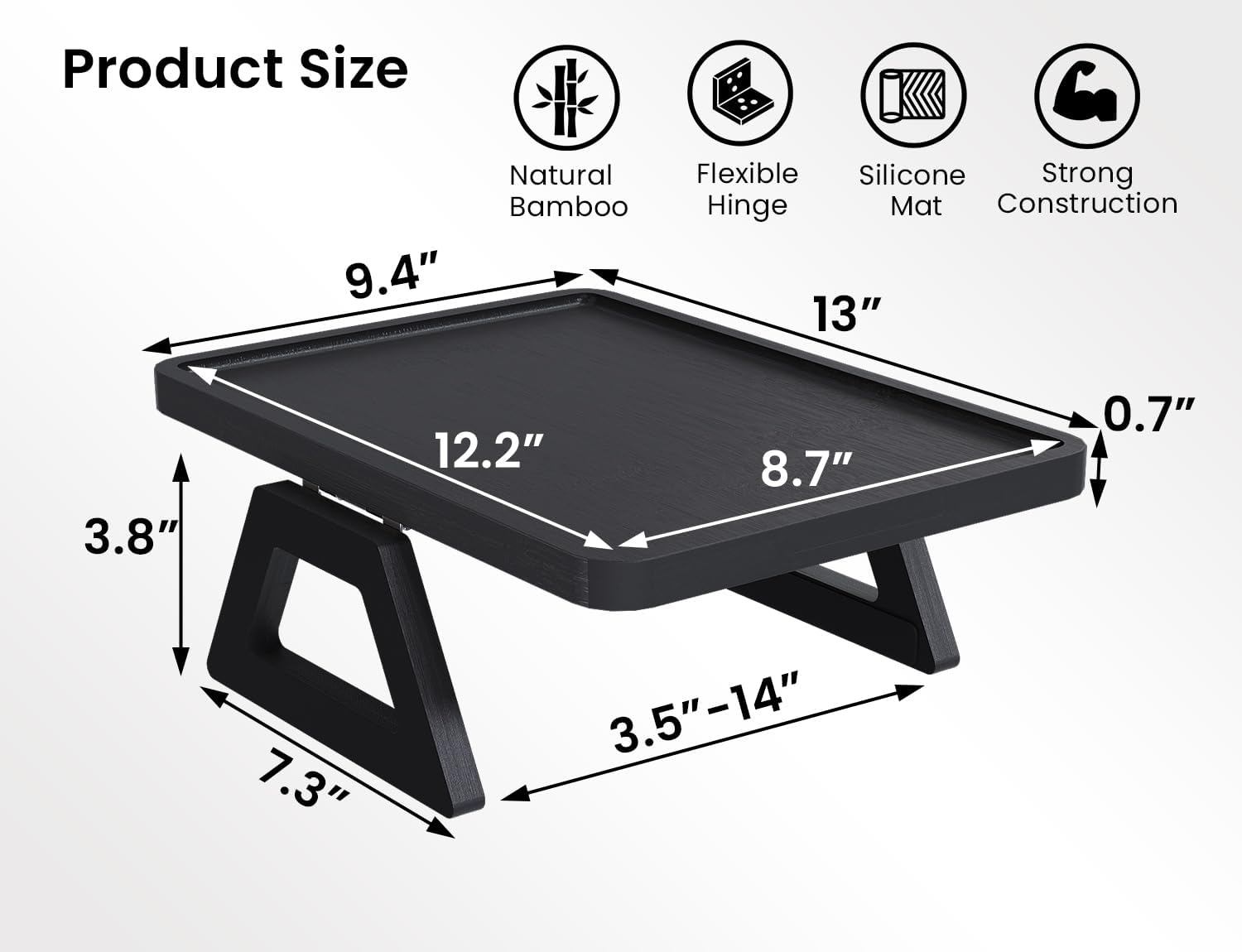 Detalle de Danfoxer 2-Pack Couch Arm Tray (Bamboo, Clip-On) for Drinks, Snacks, Phone & Remote