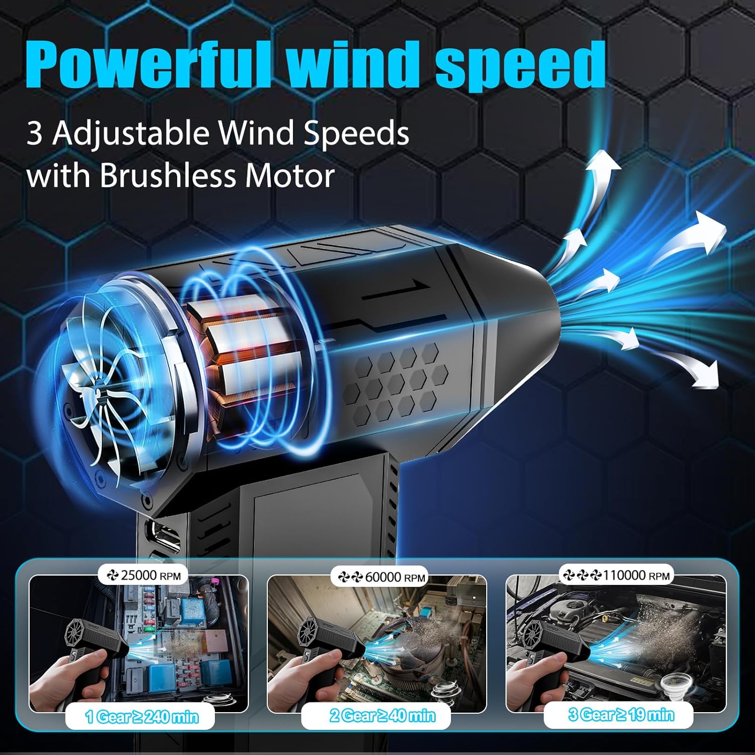 Thumbnail 1 de Air Duster 130000RPM Portable 3‑Gear