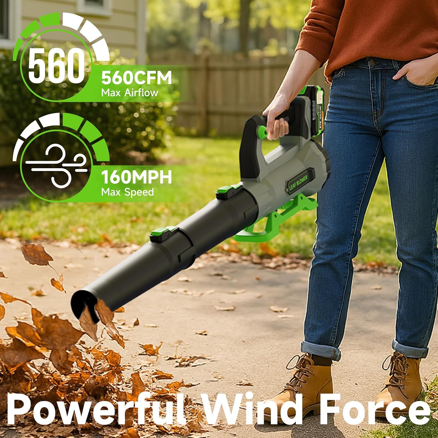 Thumbnail 1 de QIYORL Cordless Leaf Blower, 560 CFM, 160 MPH, Two 5.0Ah Batteries