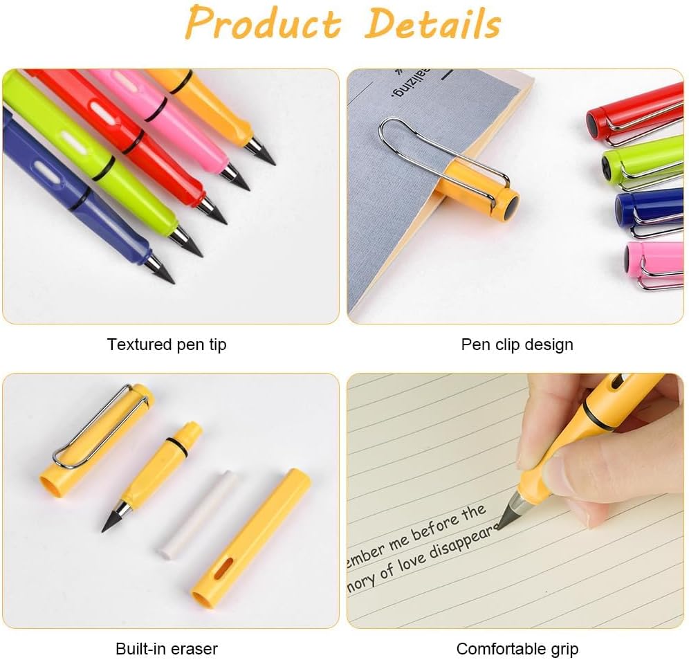 Detalle de OFFCUP Crayon Sans Encre réutilisable – lot de 5 stylo “lien écriture” avec recharges, gommes et pointes