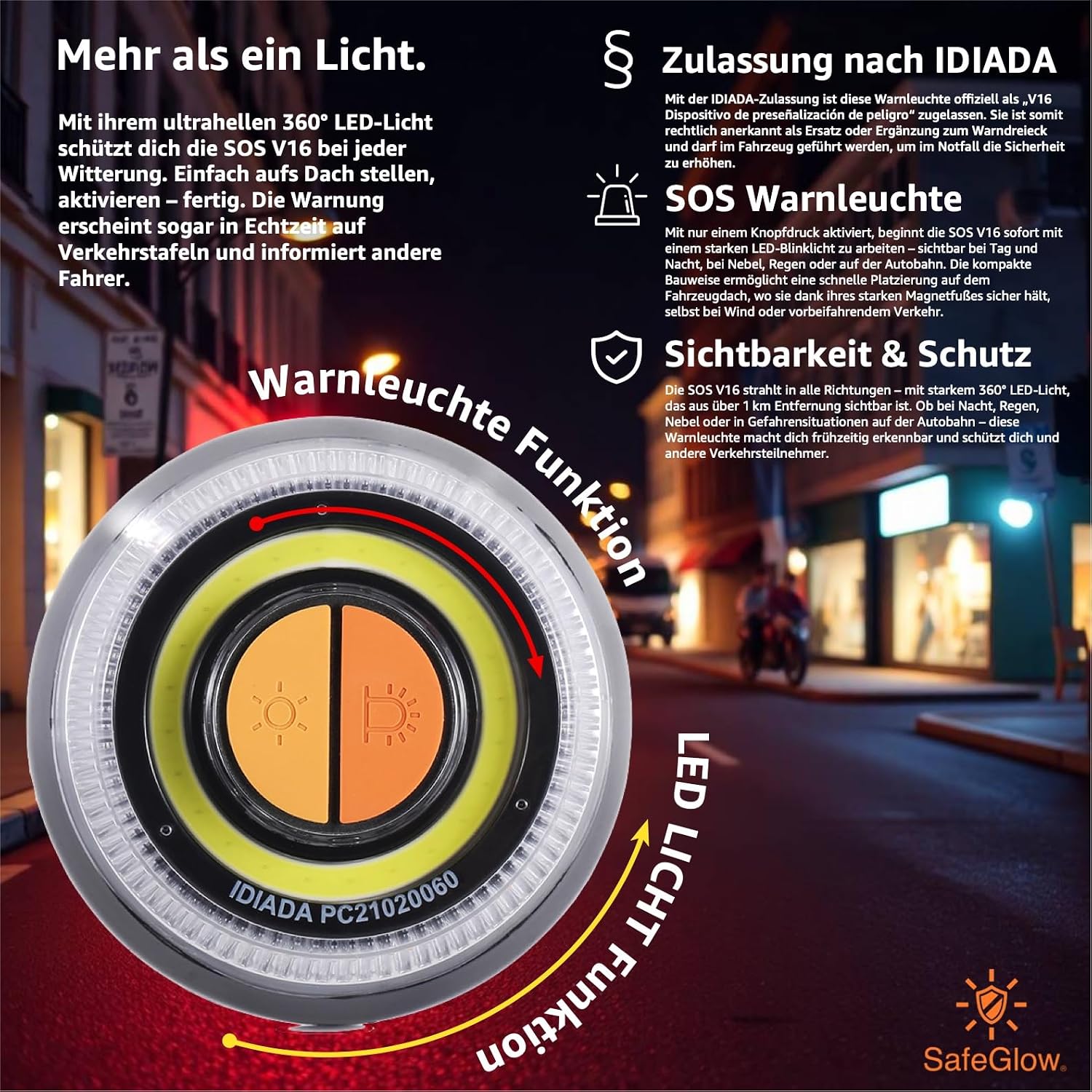Detalle 2 de Safeglow Warnleuchte V16 Notlicht 2026 Notlicht