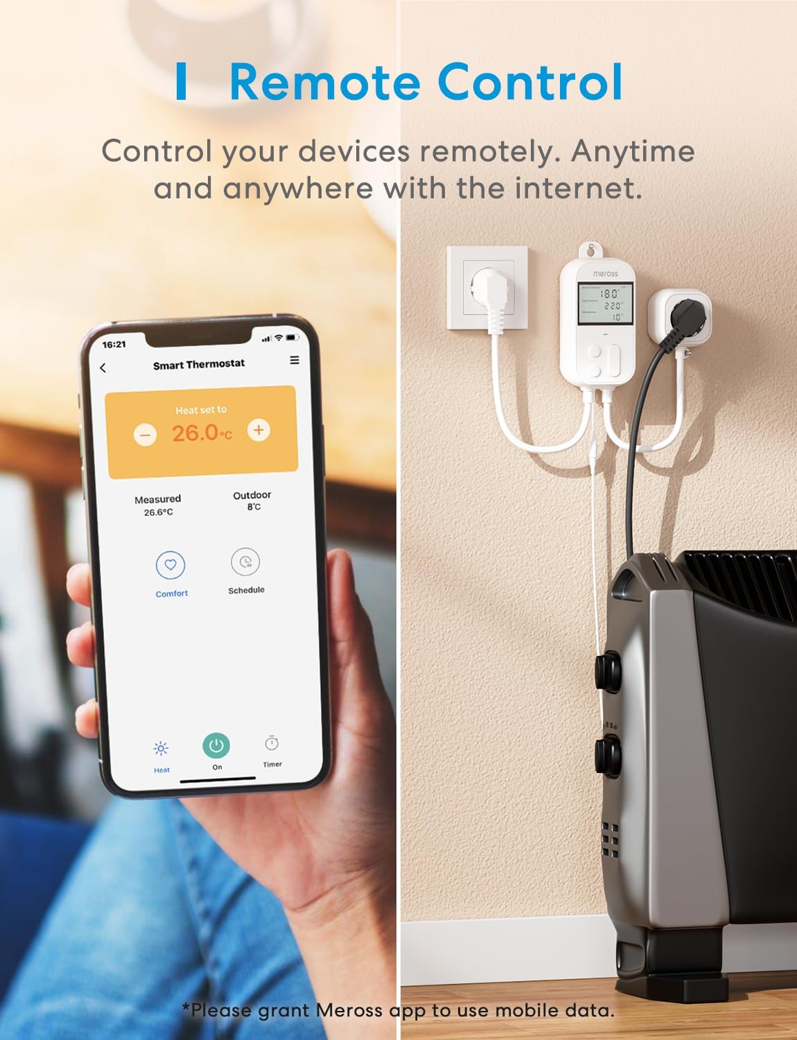Detalle 2 de Meross Smart Thermostat Temperaturregler 16 A 🔌