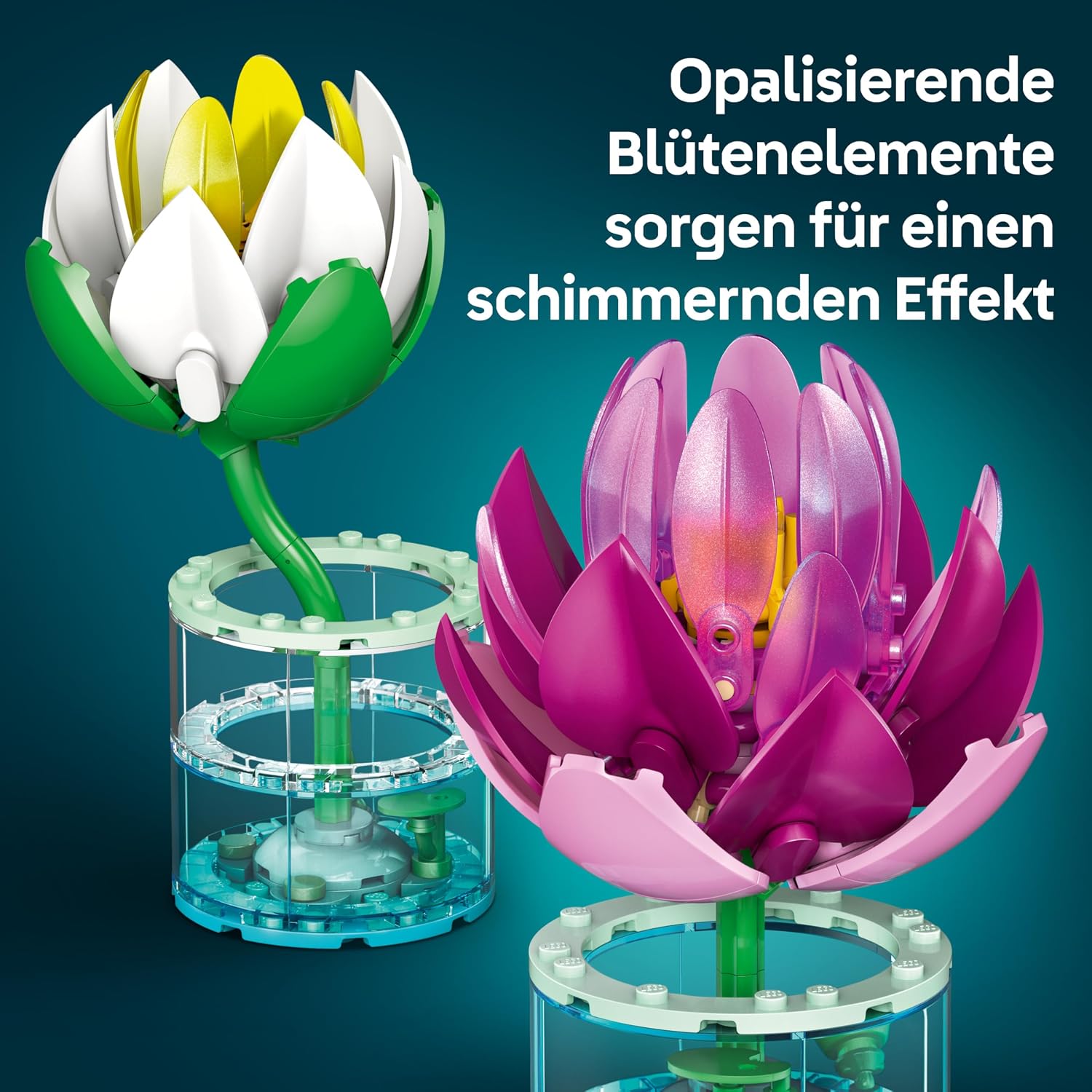 Thumbnail 2 de LEGO Botanicals Seerosen – Kunstblumen-Set mit 2 Topfpflanzen in transparenten Vasen (11511)