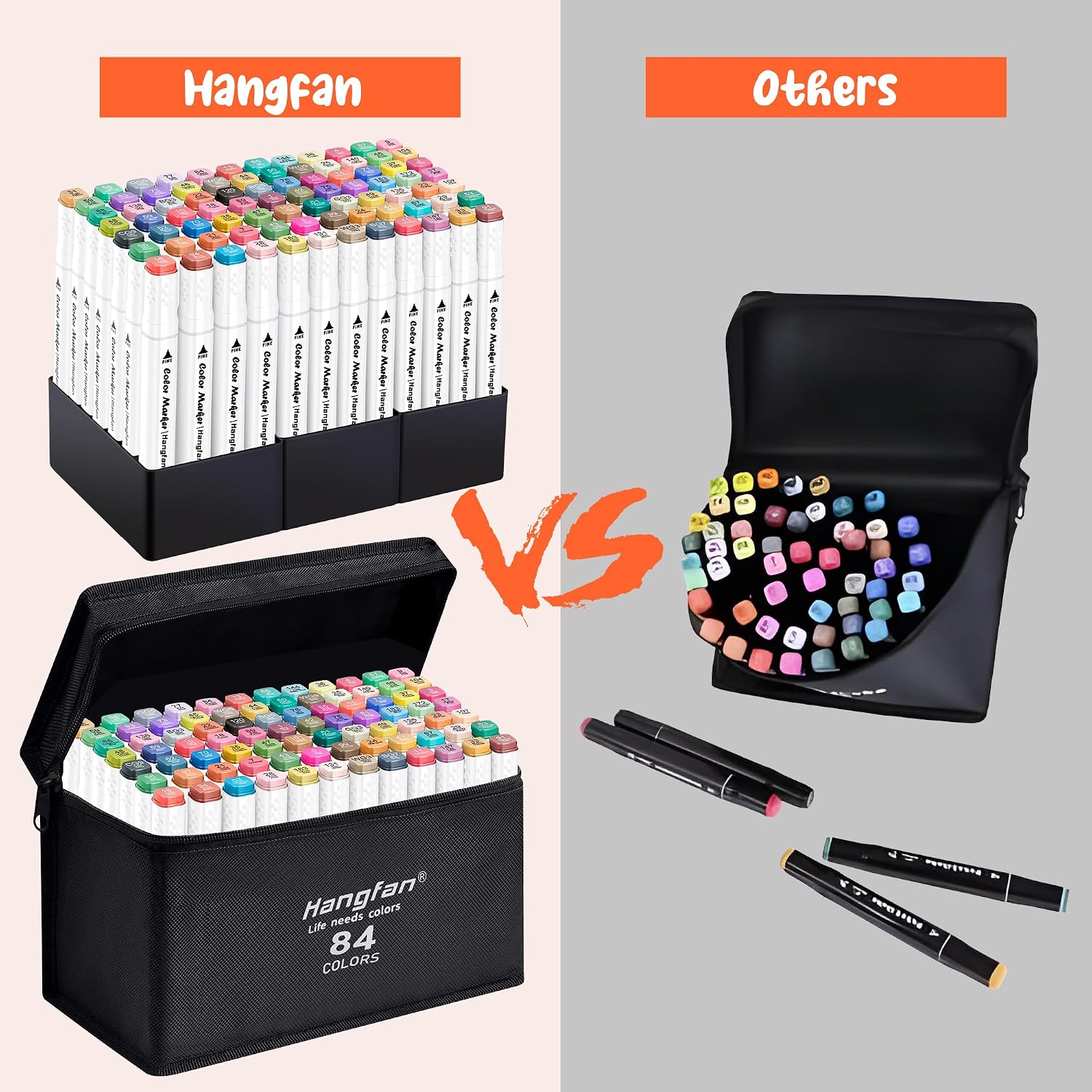 Detalle de hangfan Alcohol Based Ink Art Markers Set (84 colours) with dual tip broad & fine