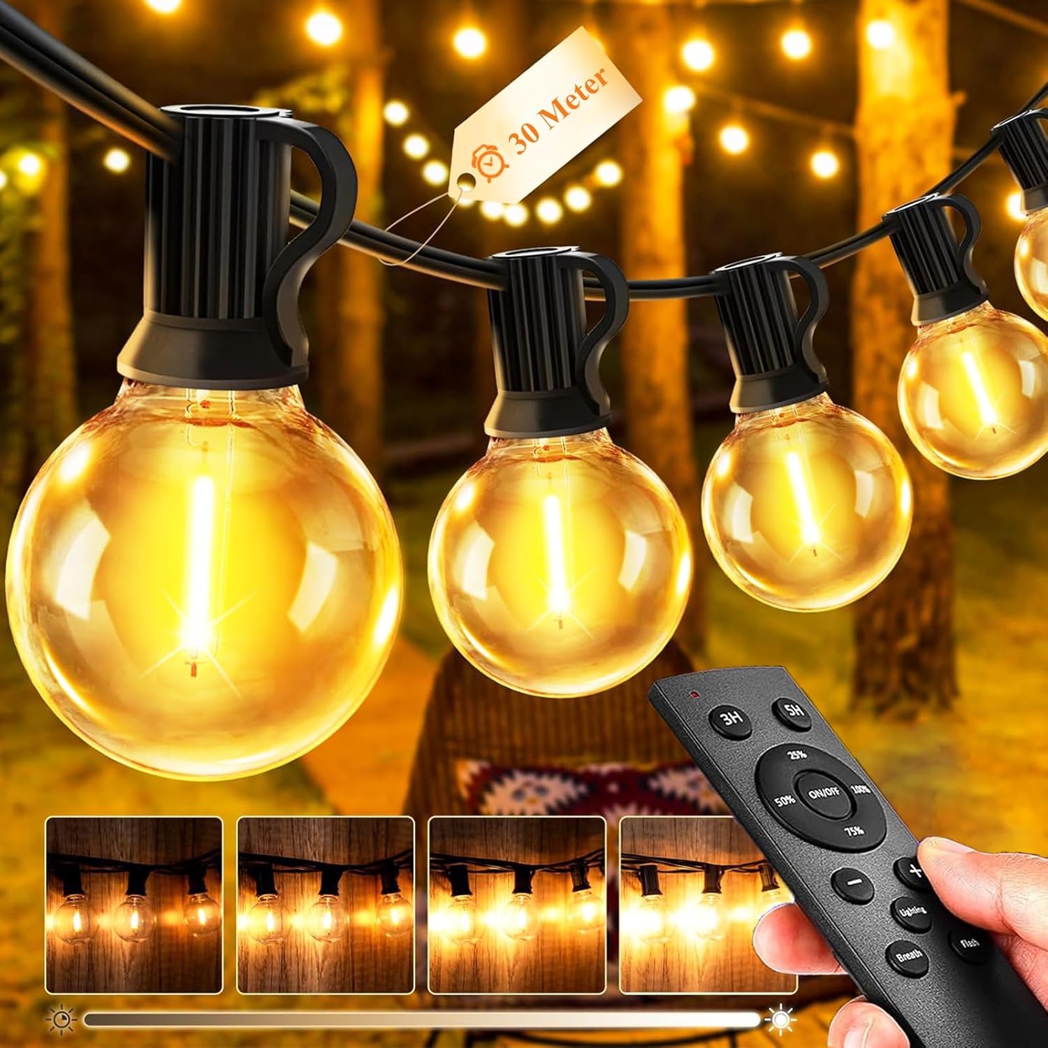 Detalle de JEYMORKEY Lichterkette Außen 30 m LED