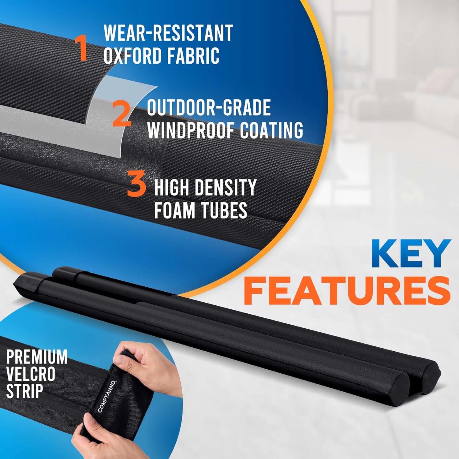 Thumbnail 2 de Comfyanno Under Door Draft Stopper (Bottom Door Seal & Gap Filler) for 30–36 in Doors, No Adhesive, Black