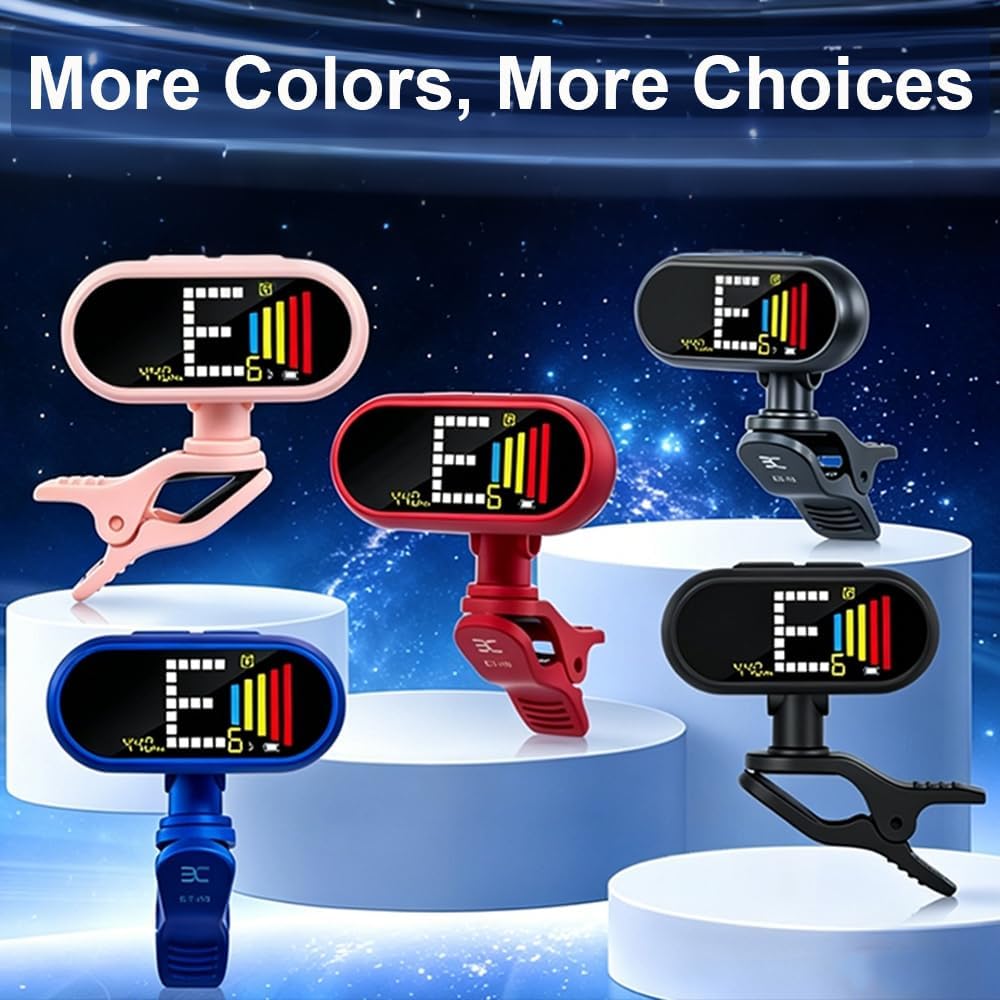 Detalle de EX Rechargeable Chromatic Clip-On Tuner with Color LCD for Guitar, Bass & More