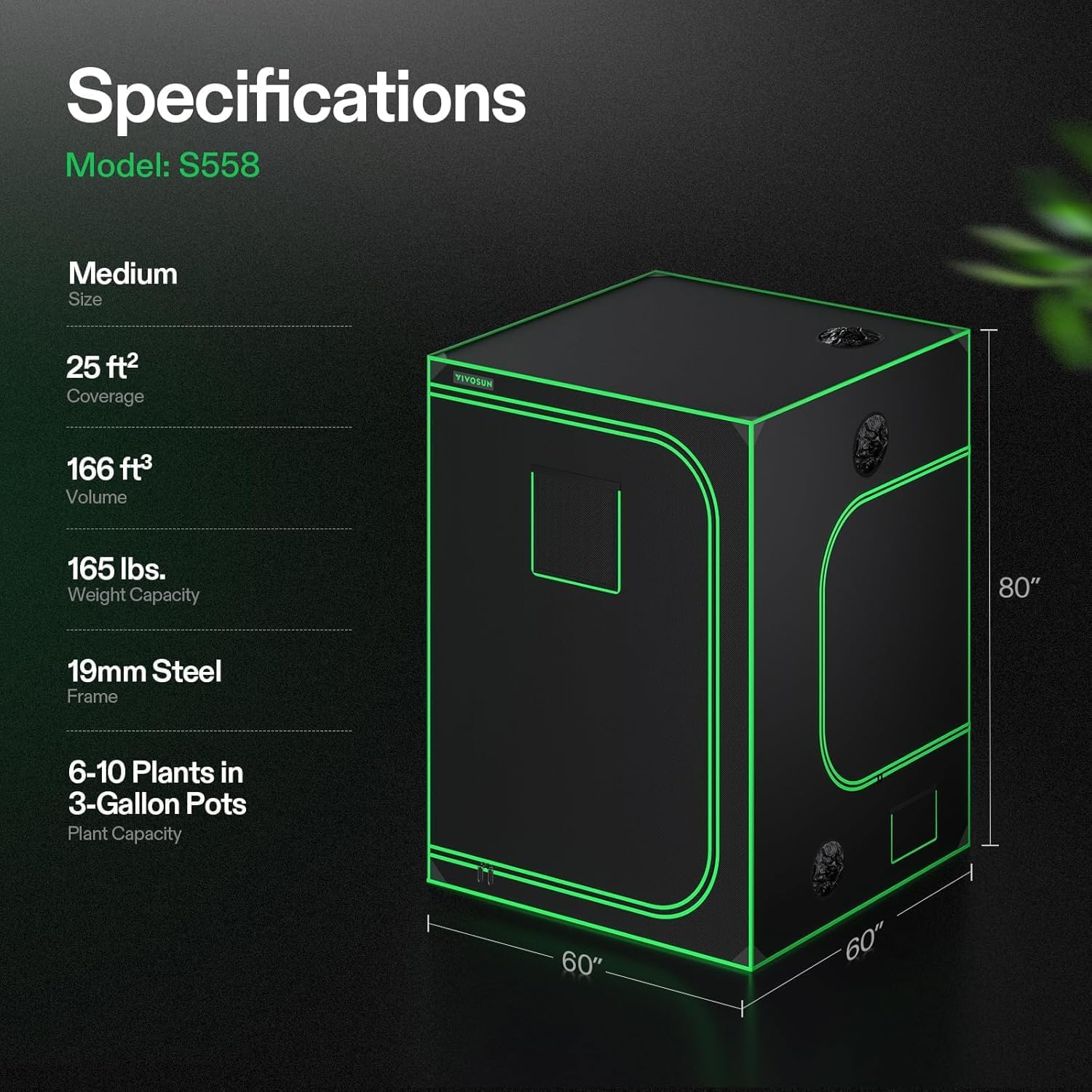 Thumbnail 6 de VIVOSUN Tenda da Coltivazione 150x150x200 cm 🌿