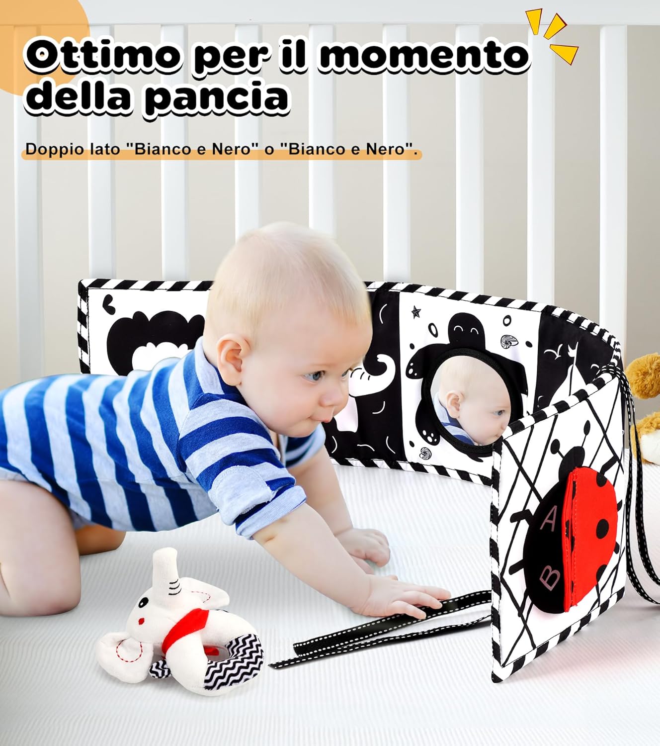 Thumbnail 1 de Perbabe Giochi Neonato 31 pz: libro sensoriale, carte bianco/nero e accessori Montessori 0-12 mesi