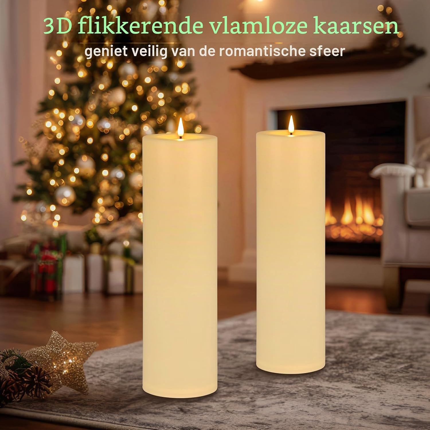 Thumbnail 4 de Kimjo D0626 set van 10 vlamloze ledkaarsen van 35 cm, IP65, ivoor