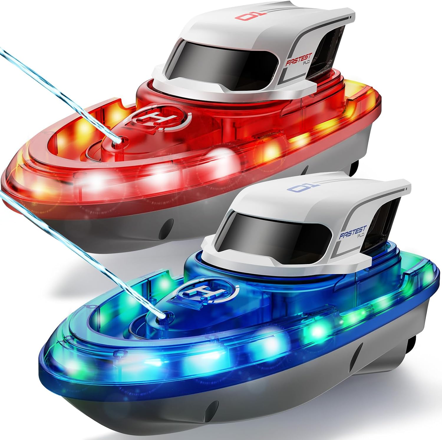 Detalle de SYMA Set di 2 barche telecomandate per bambini – Barche RC da corsa con LED e spray acqua (Q16)
