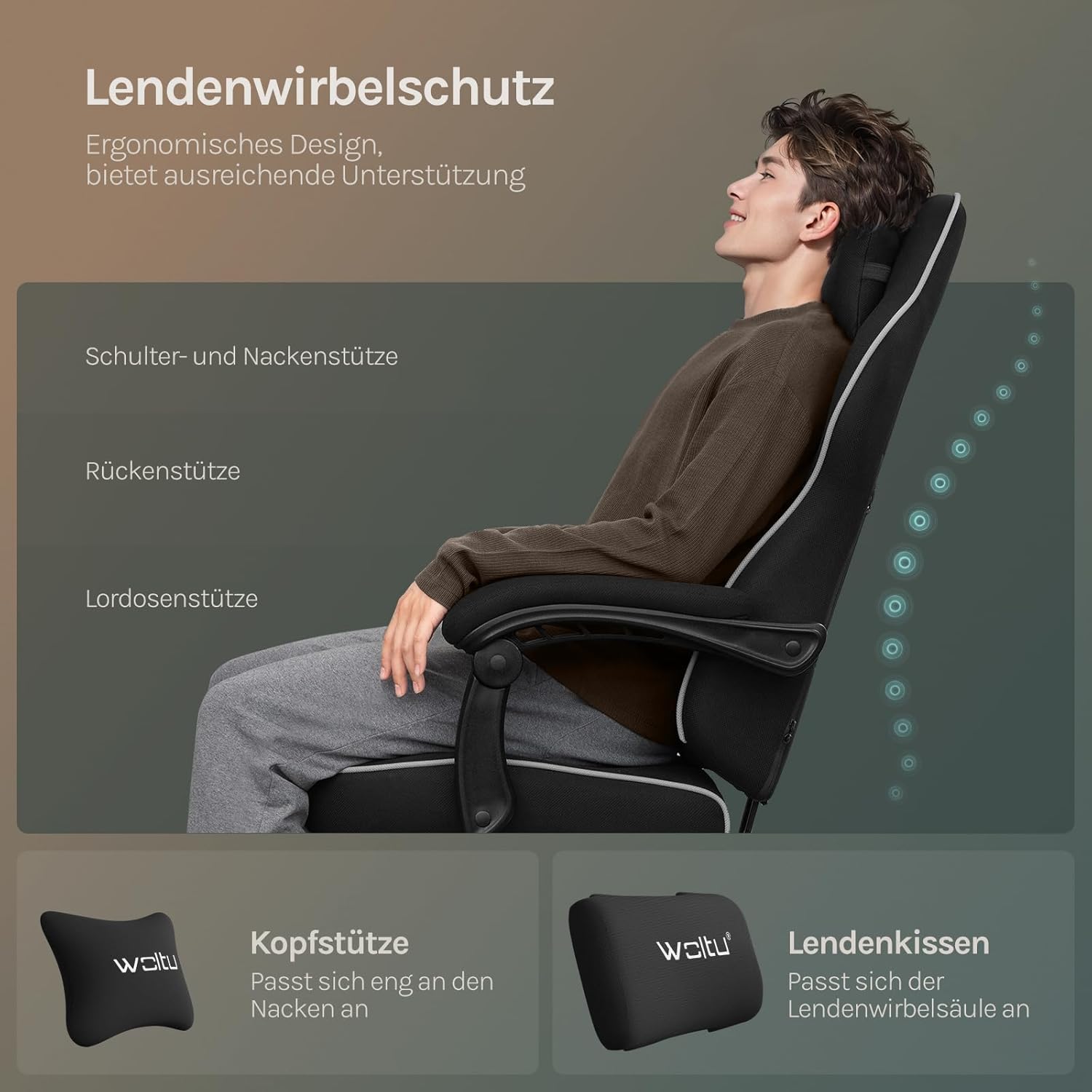 Thumbnail 5 de WOLTU Gaming Stuhl Stoff ergonomisch 150 kg