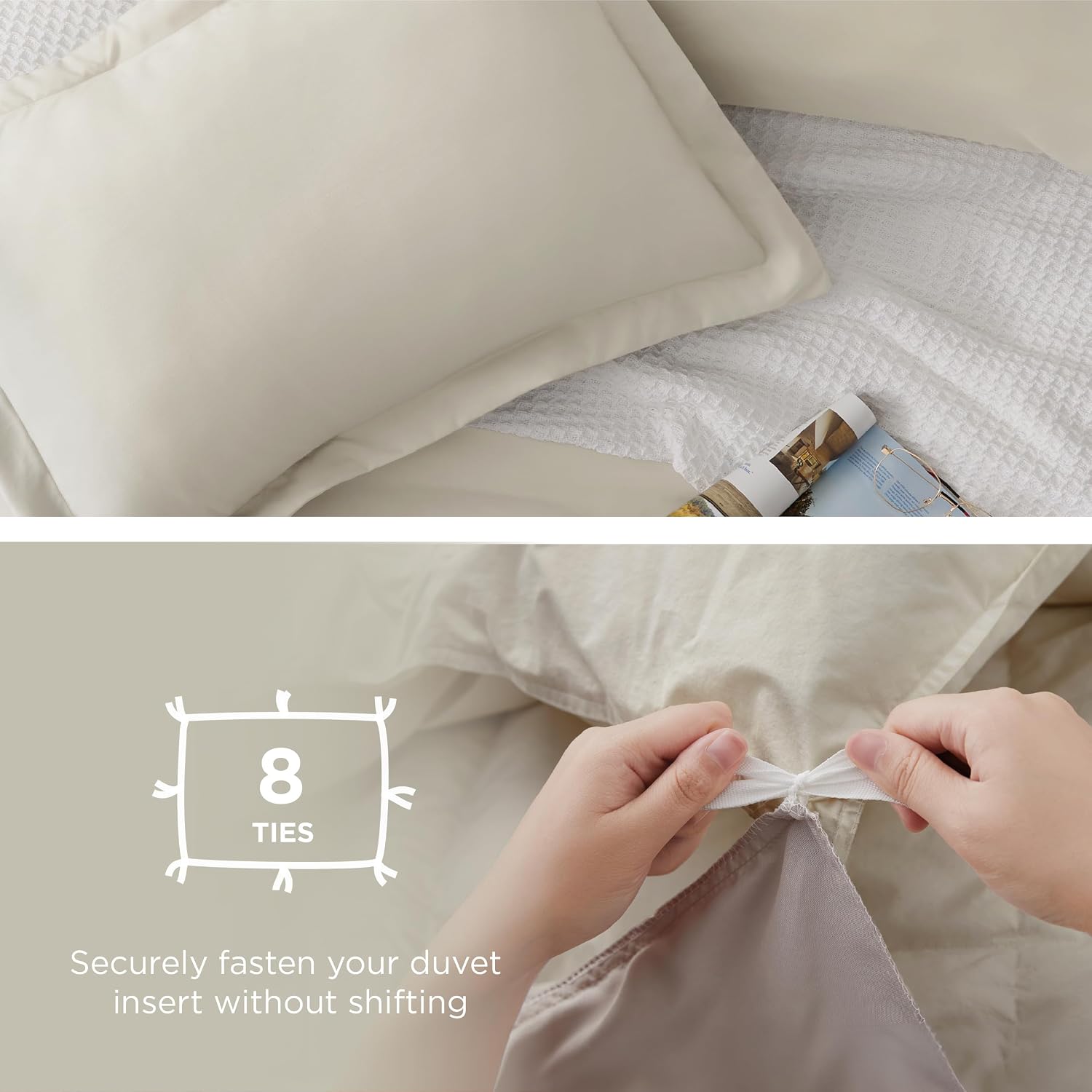 Detalle 1 de Bedsure Duvet Cover Set-Solid, King Polyester Microfibre with Zipper