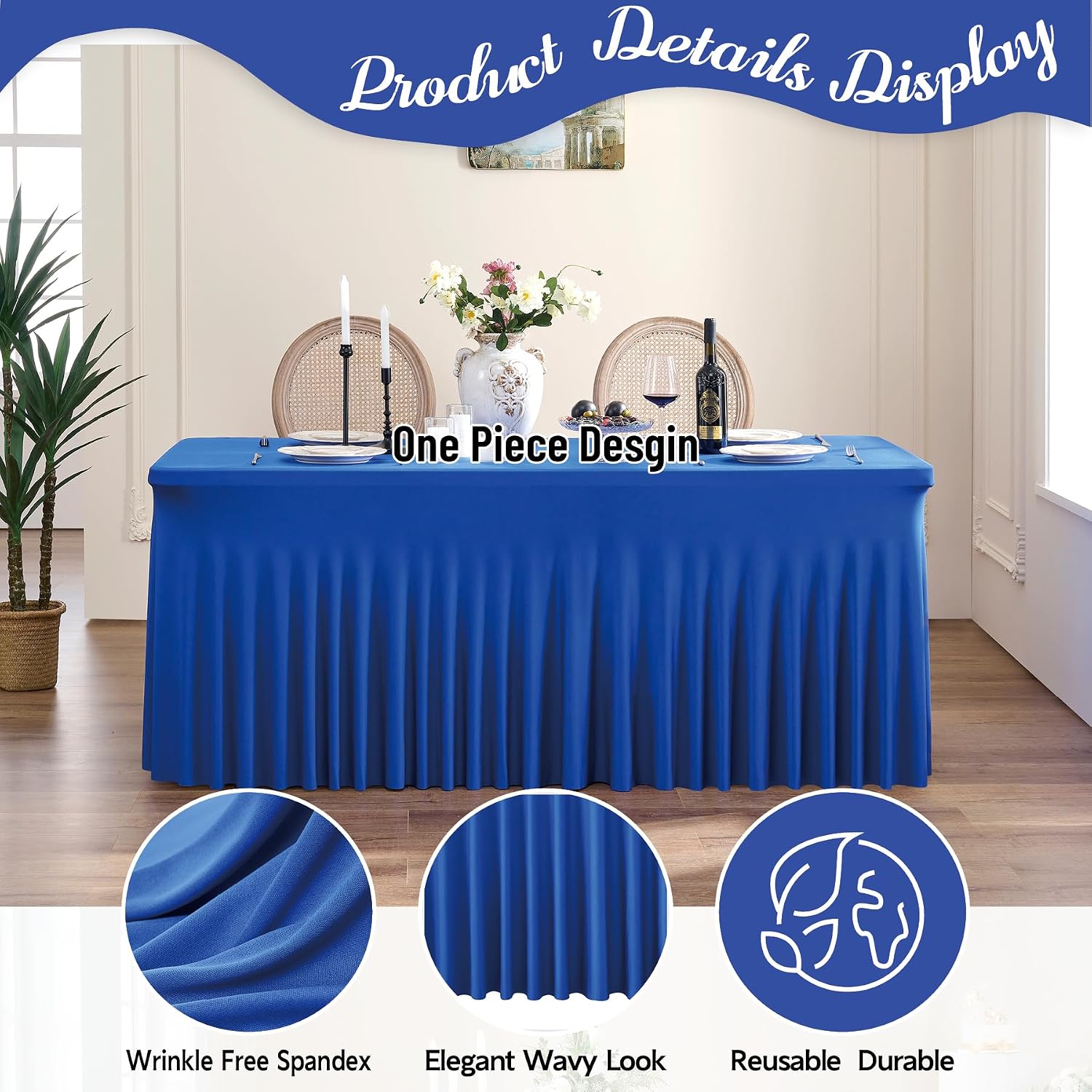Thumbnail 2 de leegleri Royal Blue 6ft Spandex Tablecloths