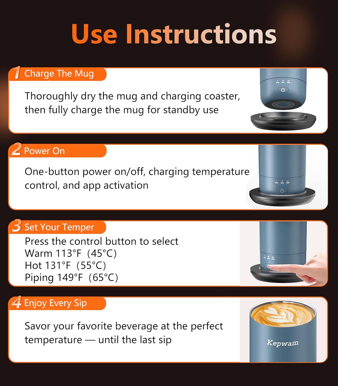 Detalle de Kepwam Self-Heating Travel Mug 20oz