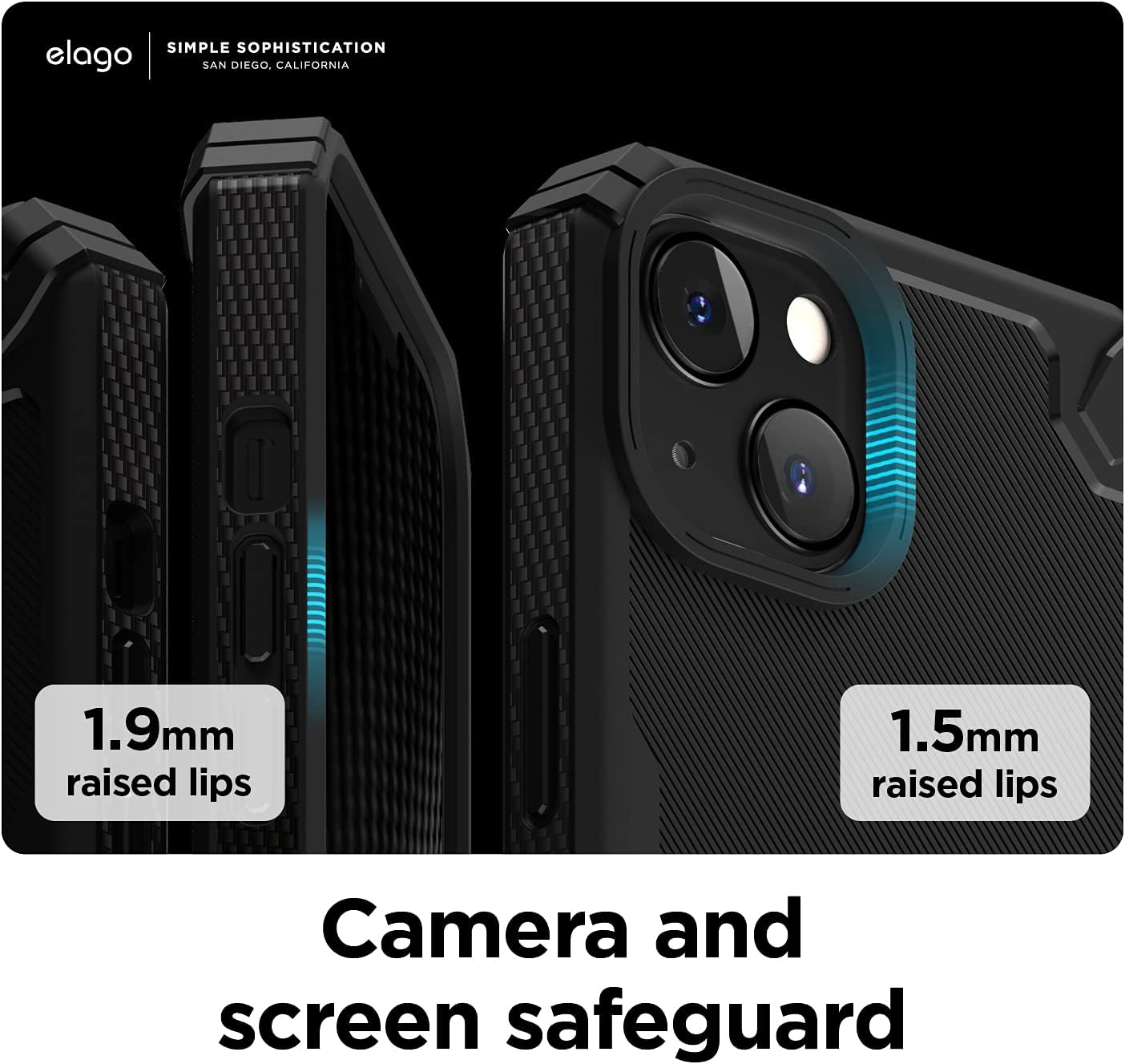 Thumbnail 4 de elago Armor Cover per iPhone 13 (6,1") con protezione antiurto e fibra di carbonio, TPU premium (Nero)