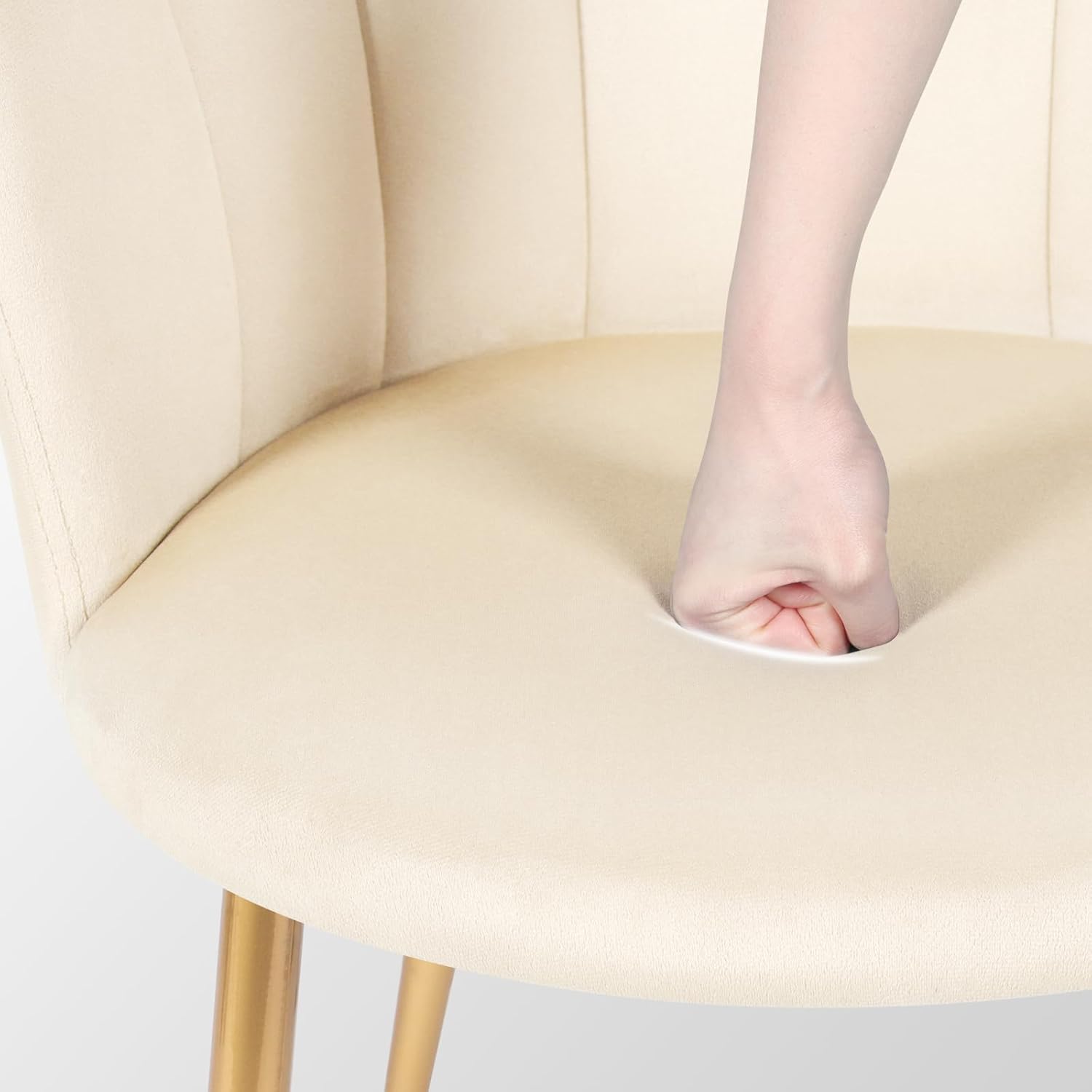 Detalle de Luxstein Sedia da toeletta: poltrona in velluto rosa con gambe dorate, imbottita e comoda