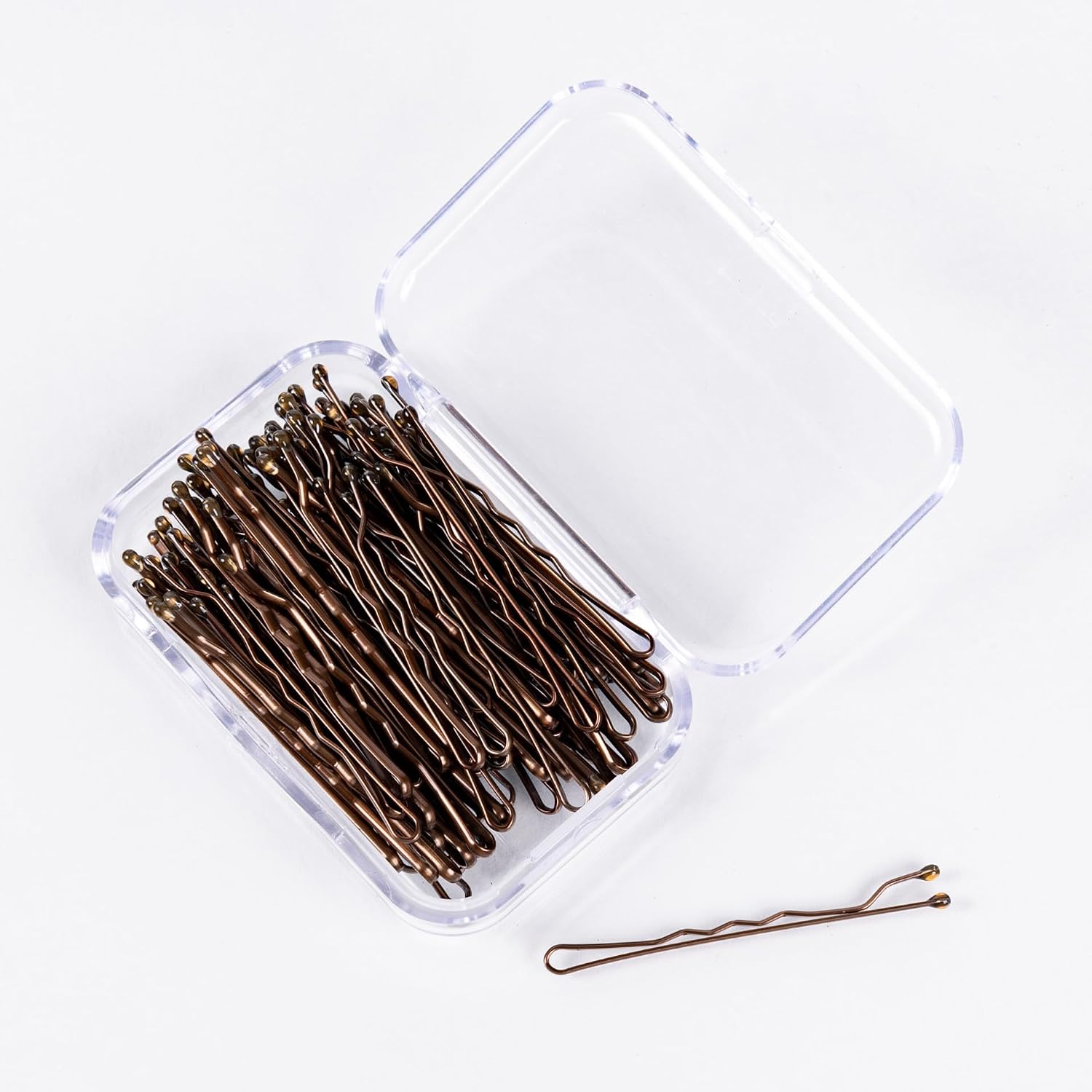 Detalle de Amazon Basics No Slip Bobby Pins, 72 Count, Brown