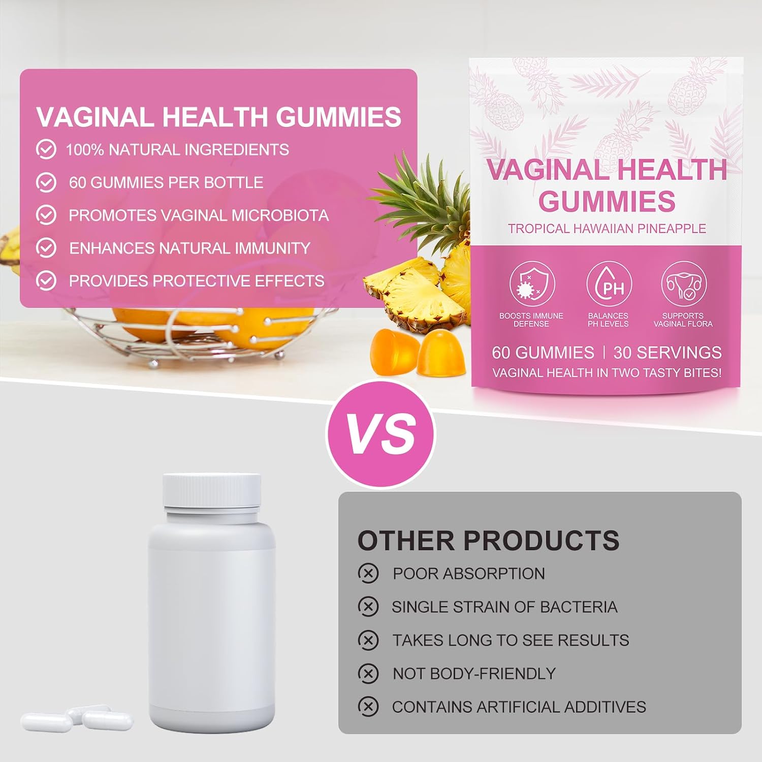 Thumbnail 6 de XAYGHE Feminine Balance Gummies Hawaiian Pineapple, 60 stuks, vegan en glutenvrij