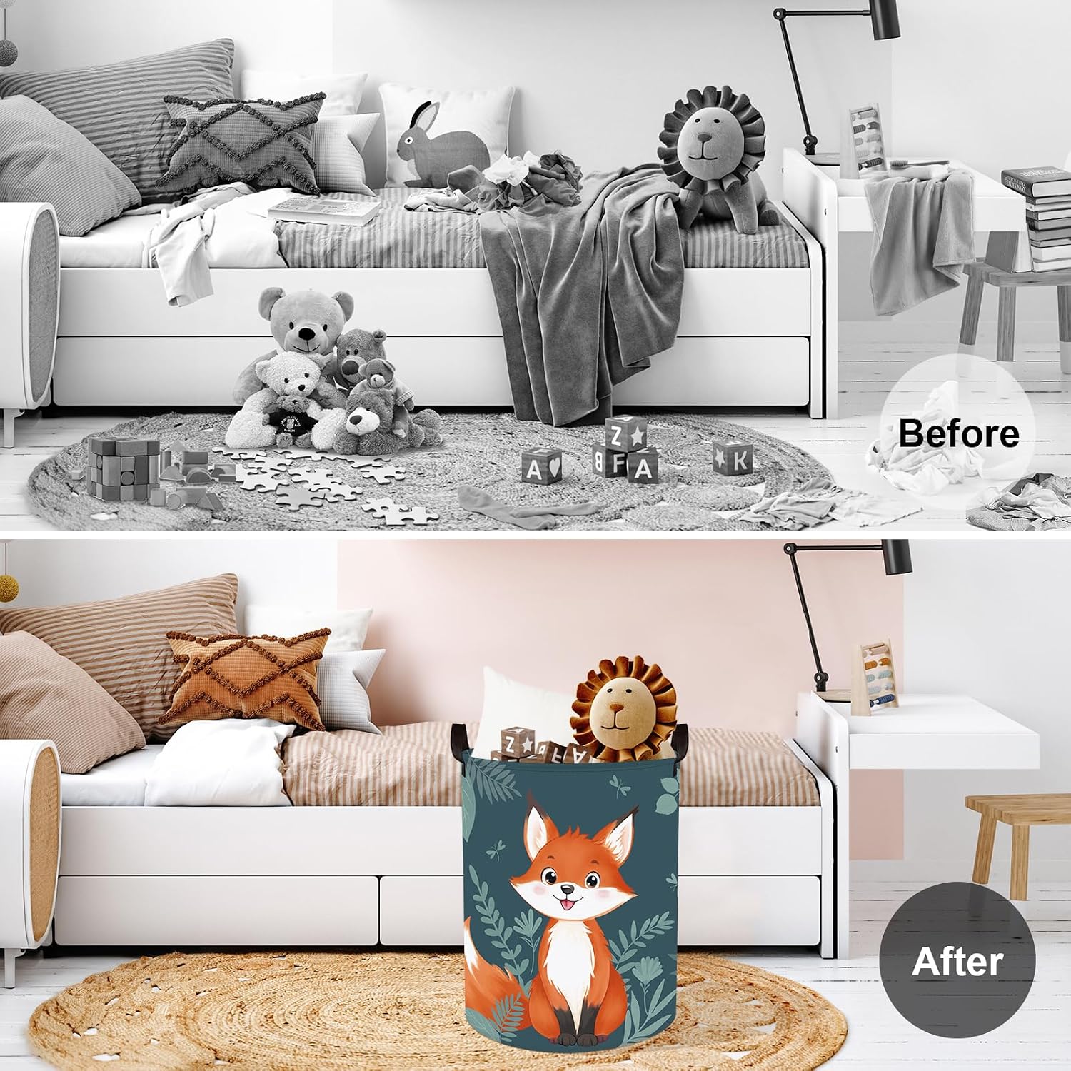 Thumbnail 1 de Clastyle Single Forest Animal Laundry Hamper Leaves Book Storage Basket