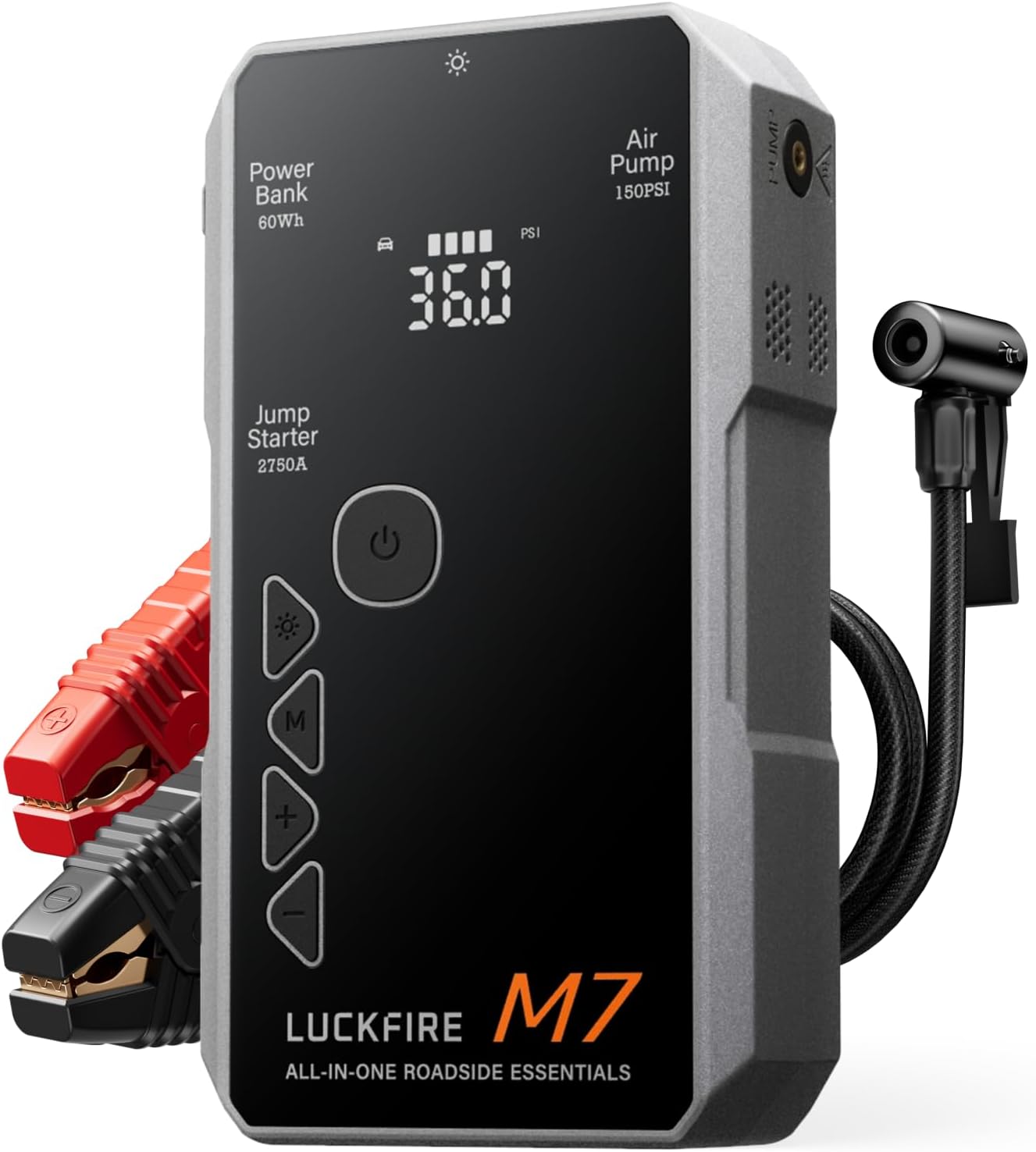 Detalle de LUCKFIRE M7 SmartIgnition Jump Starter Power Pack with Air Compressor (TÜV Certified) – 12V booster & tyre inflator