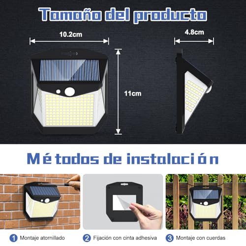 Thumbnail 5 de Vanranger Solar Luz LED Exterior Movimiento — 248 LED, 6 Paquetes, IP65, Sensor 270°