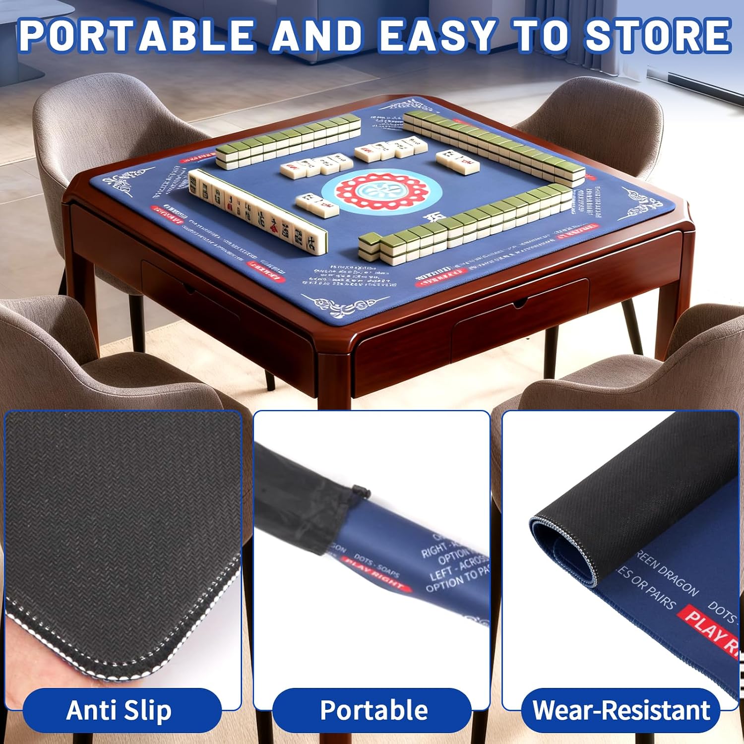 Thumbnail 5 de Linoows Mahjong Mat 31.5x31.5 Inch ๐ฒ